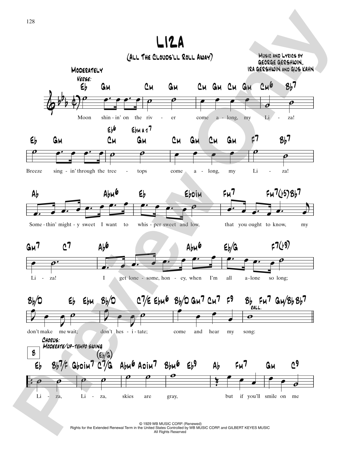 Liza (All The Clouds'll Roll Away): Lead Sheet