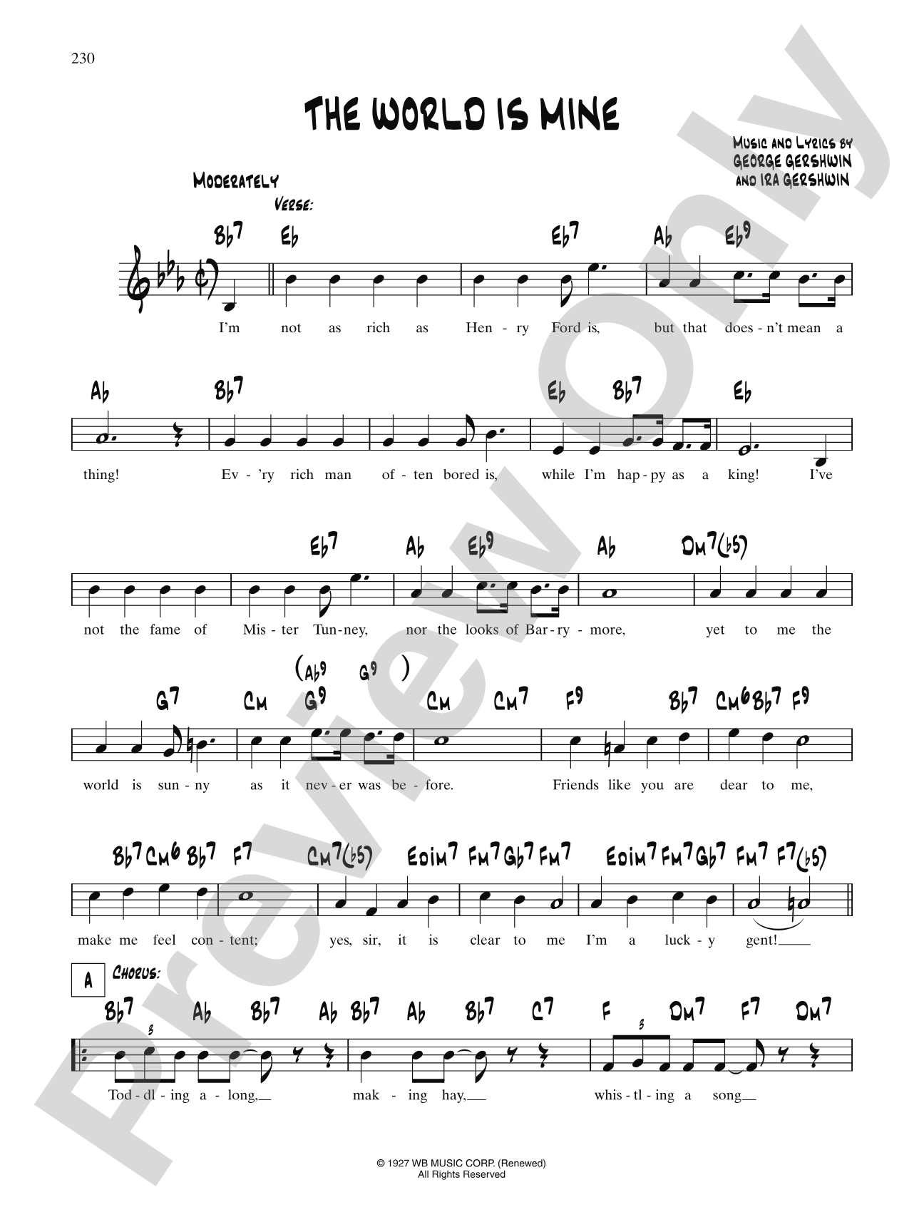 World Is Mine: Lead Sheet