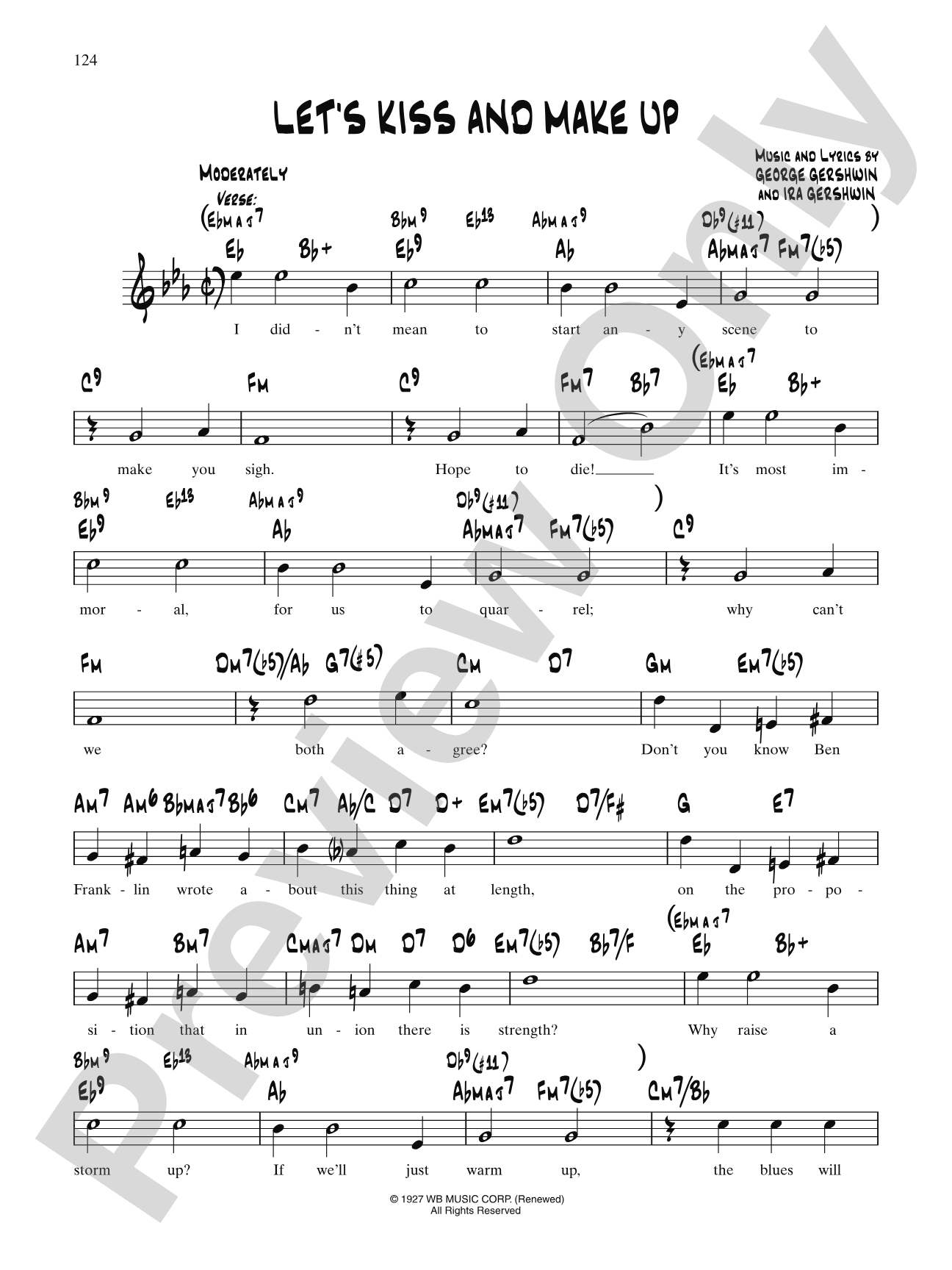 Let's Kiss And Make Up: Lead Sheet