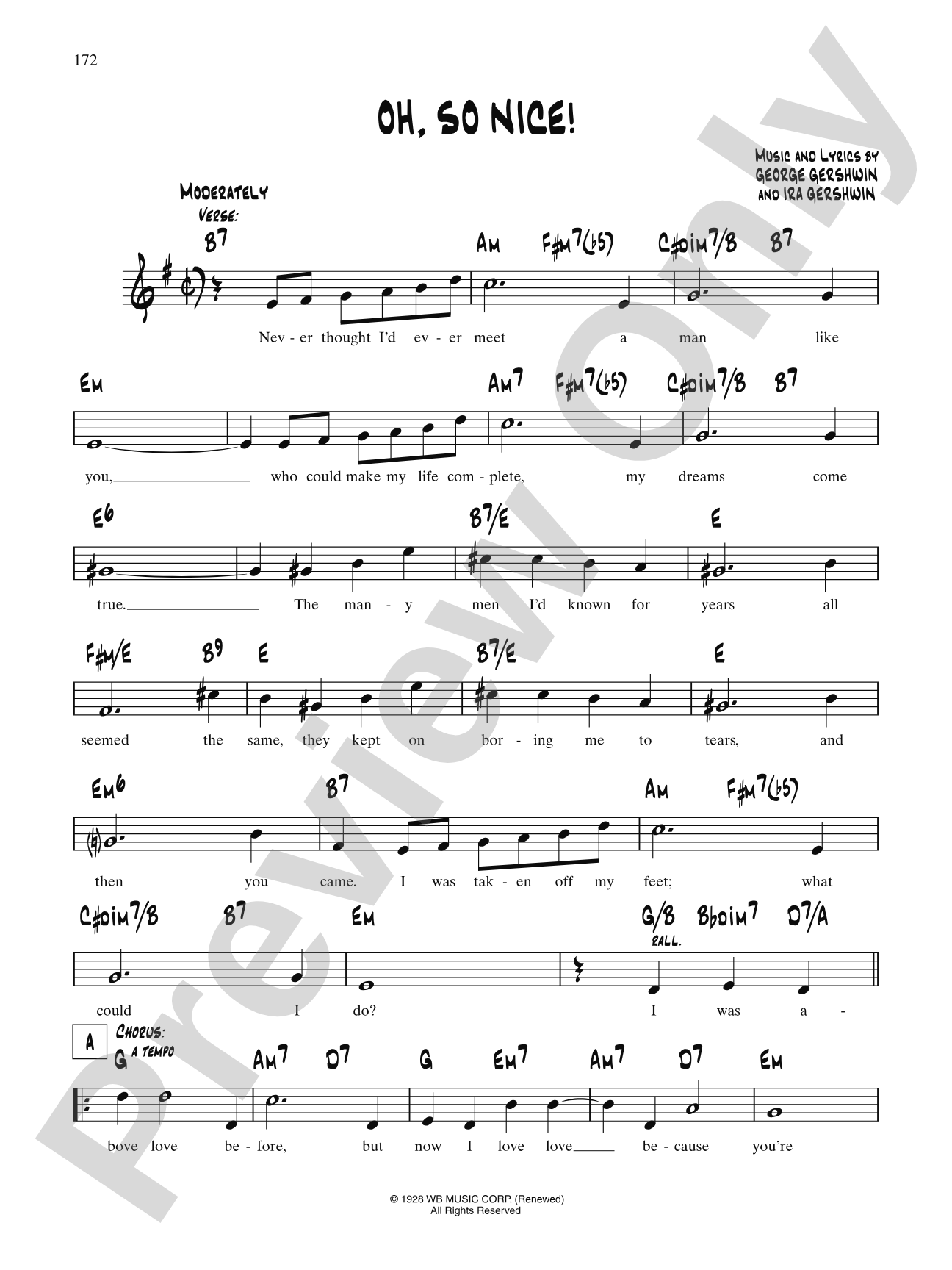 Oh, So Nice: Lead Sheet