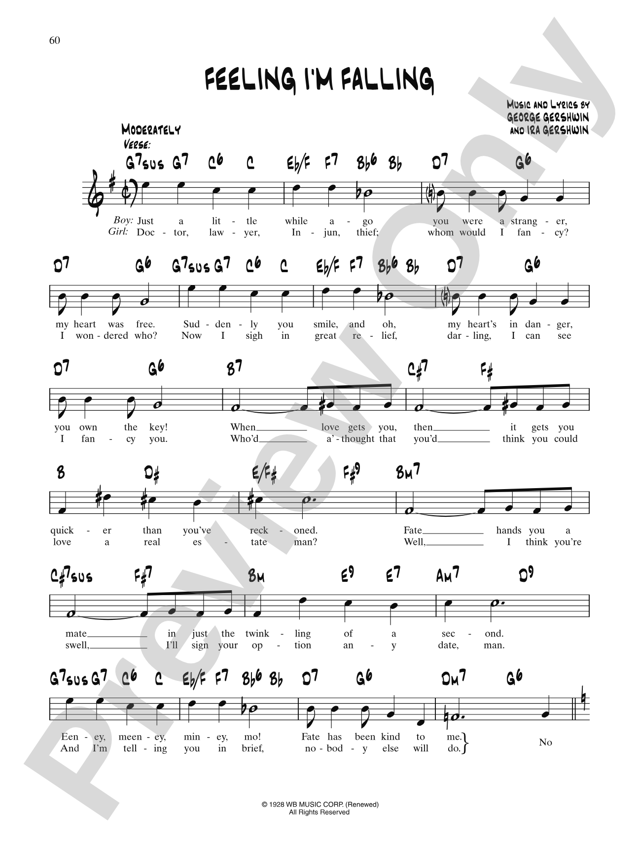 Feeling I'm Falling: Lead Sheet