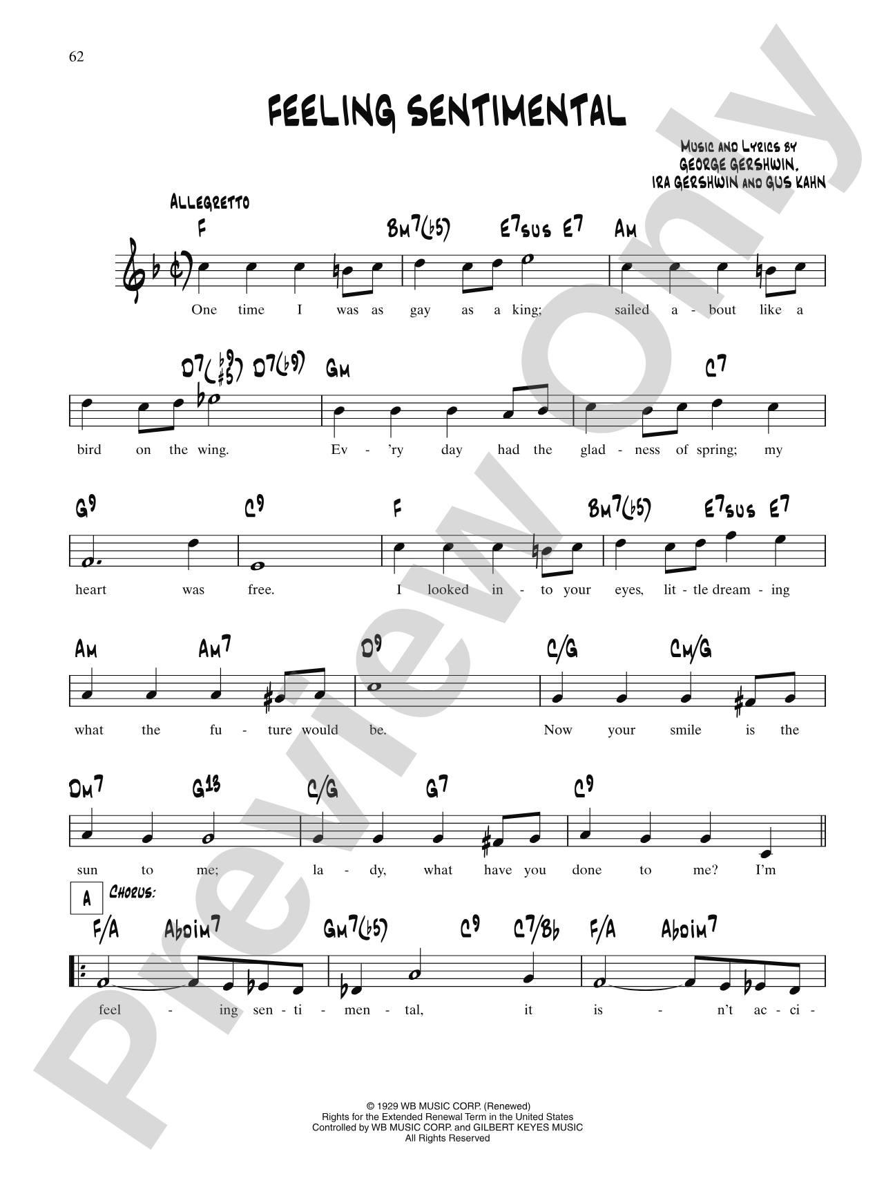 Feeling Sentimental: Lead Sheet