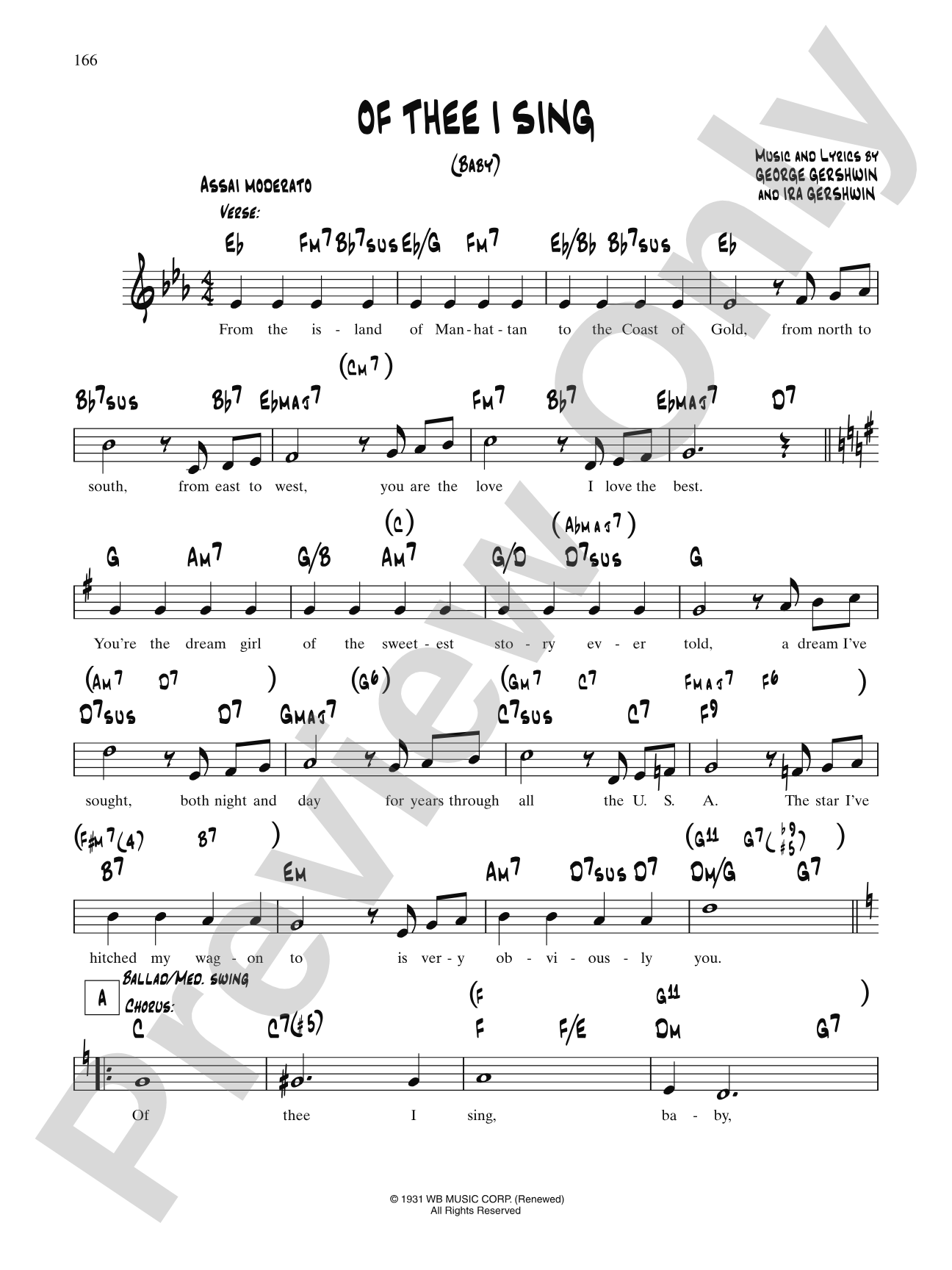 Of Thee I Sing: Lead Sheet
