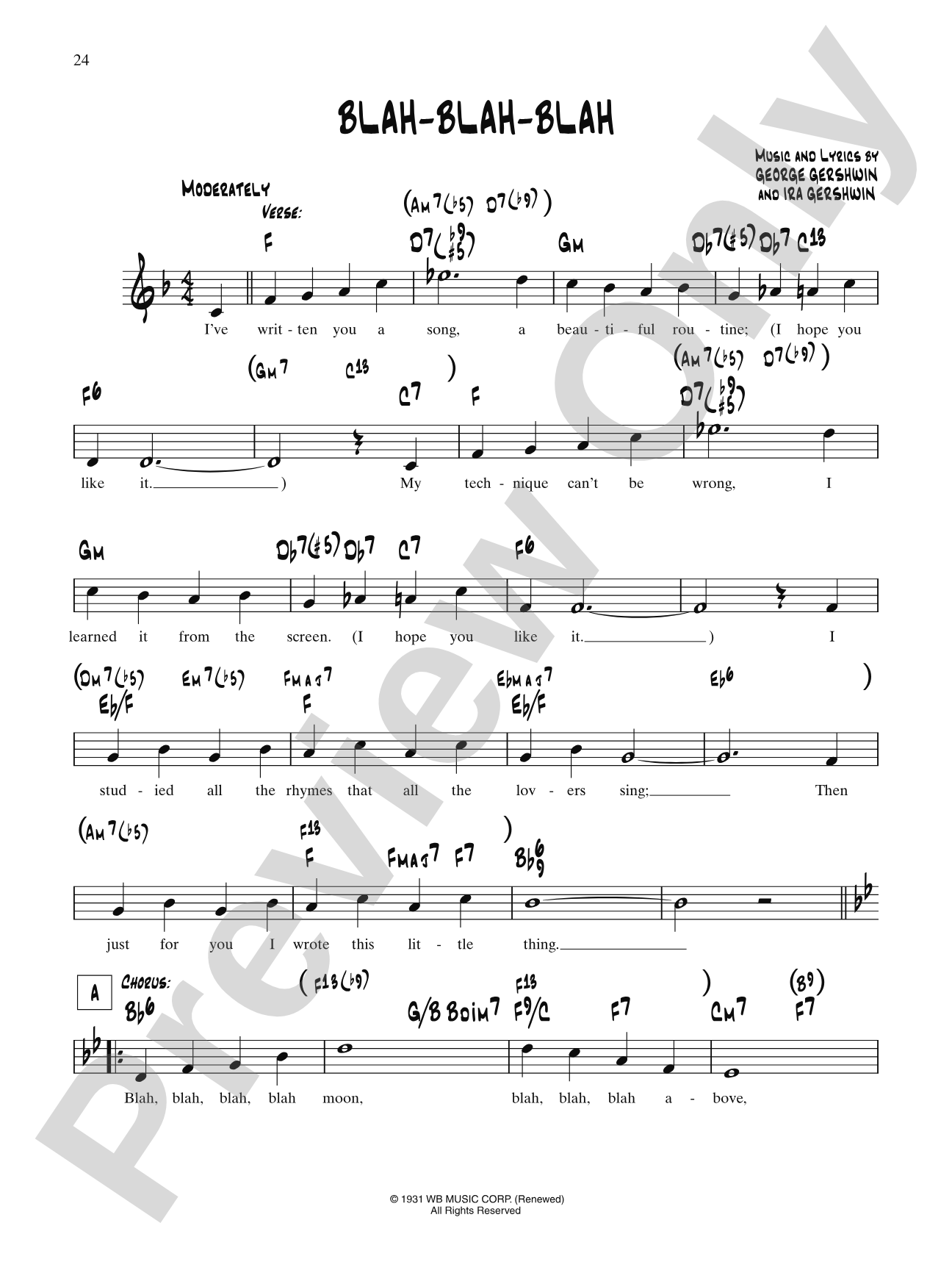 Blah, Blah, Blah (From "Delicious"): Lead Sheet