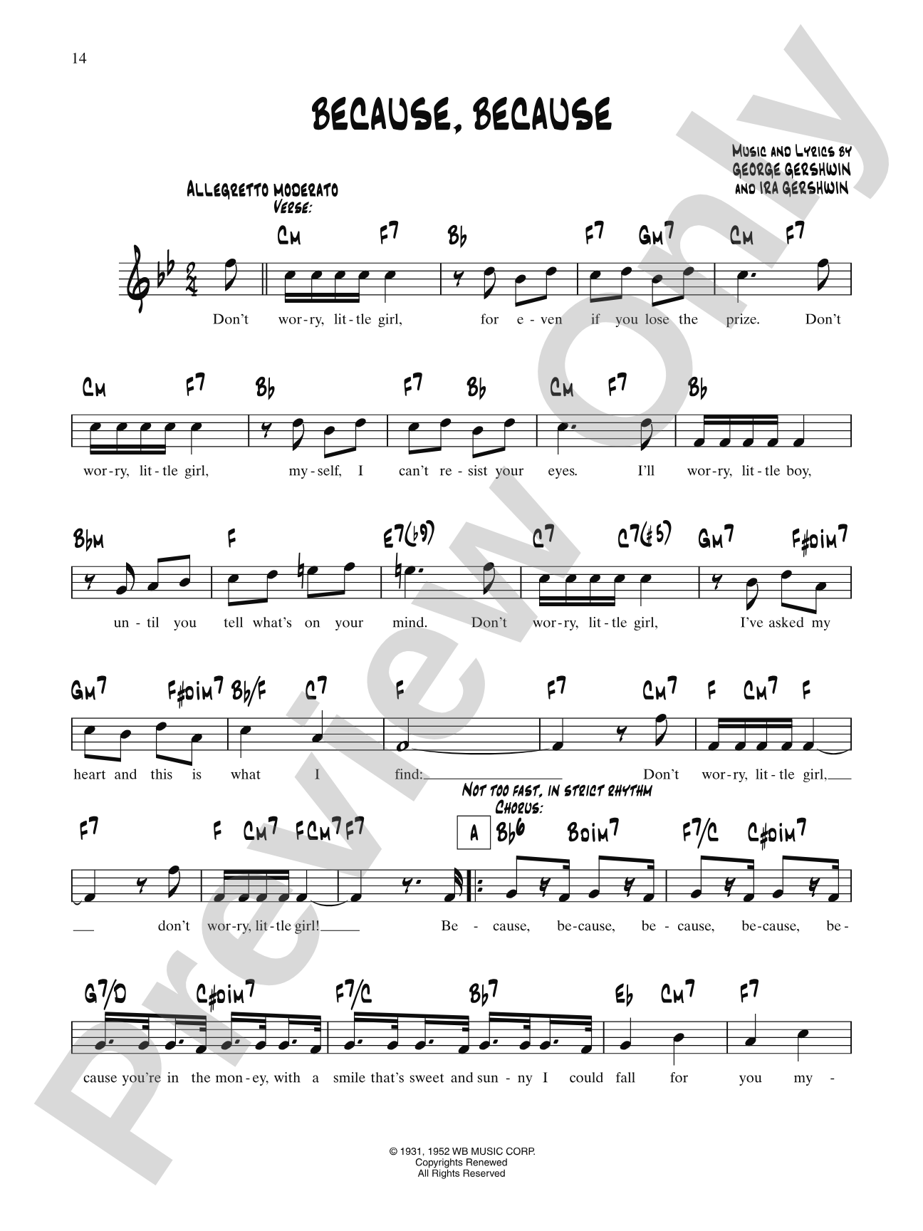 Because, Because (from "Of Thee I Sing"): Lead Sheet