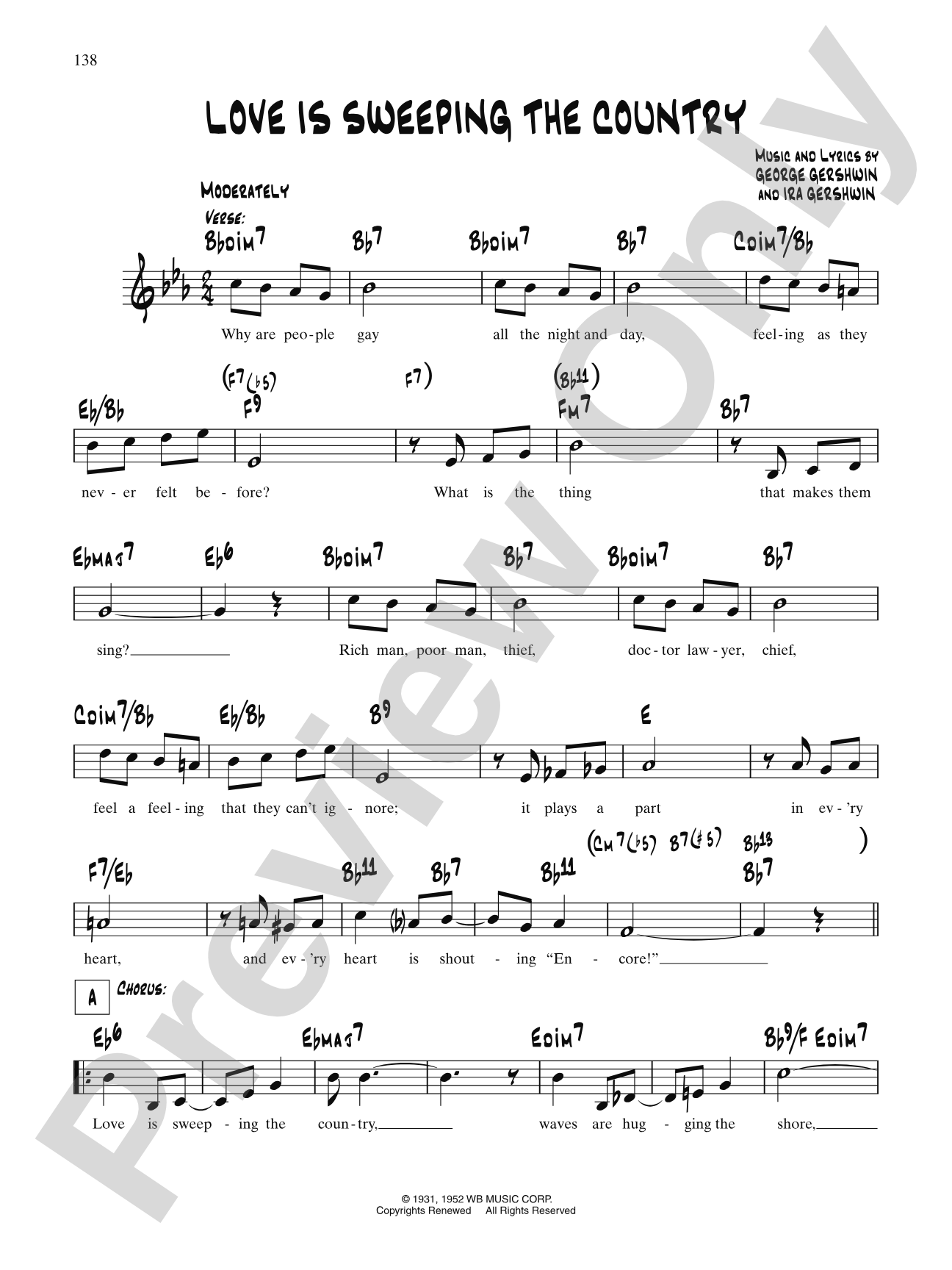 Love Is Sweeping The Country (From "Of Thee I Sing"): Lead Sheet