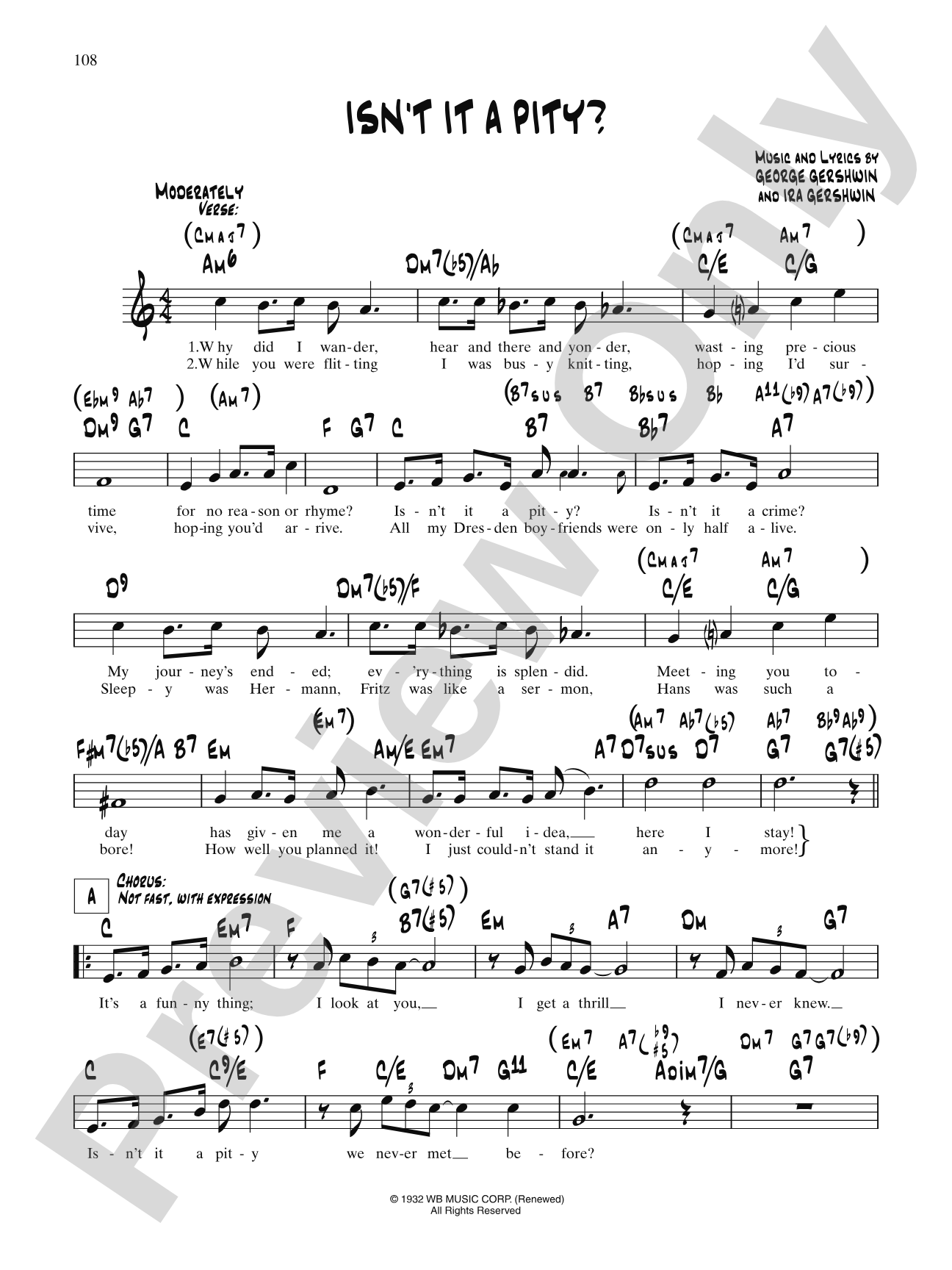 Isn't It A Pity? (From "Pardon My English"): Lead Sheet
