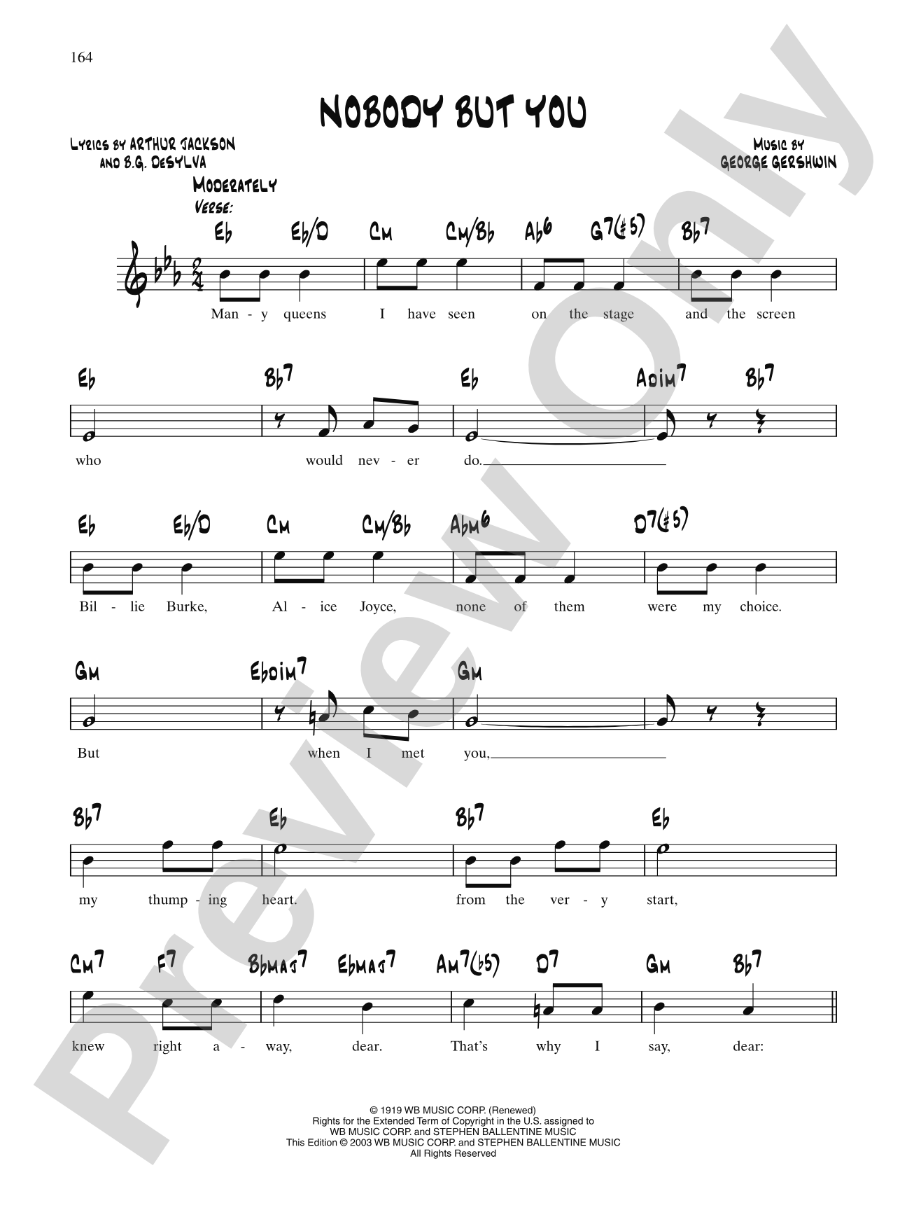 Nobody But You (From "La La Lucille"): Lead Sheet