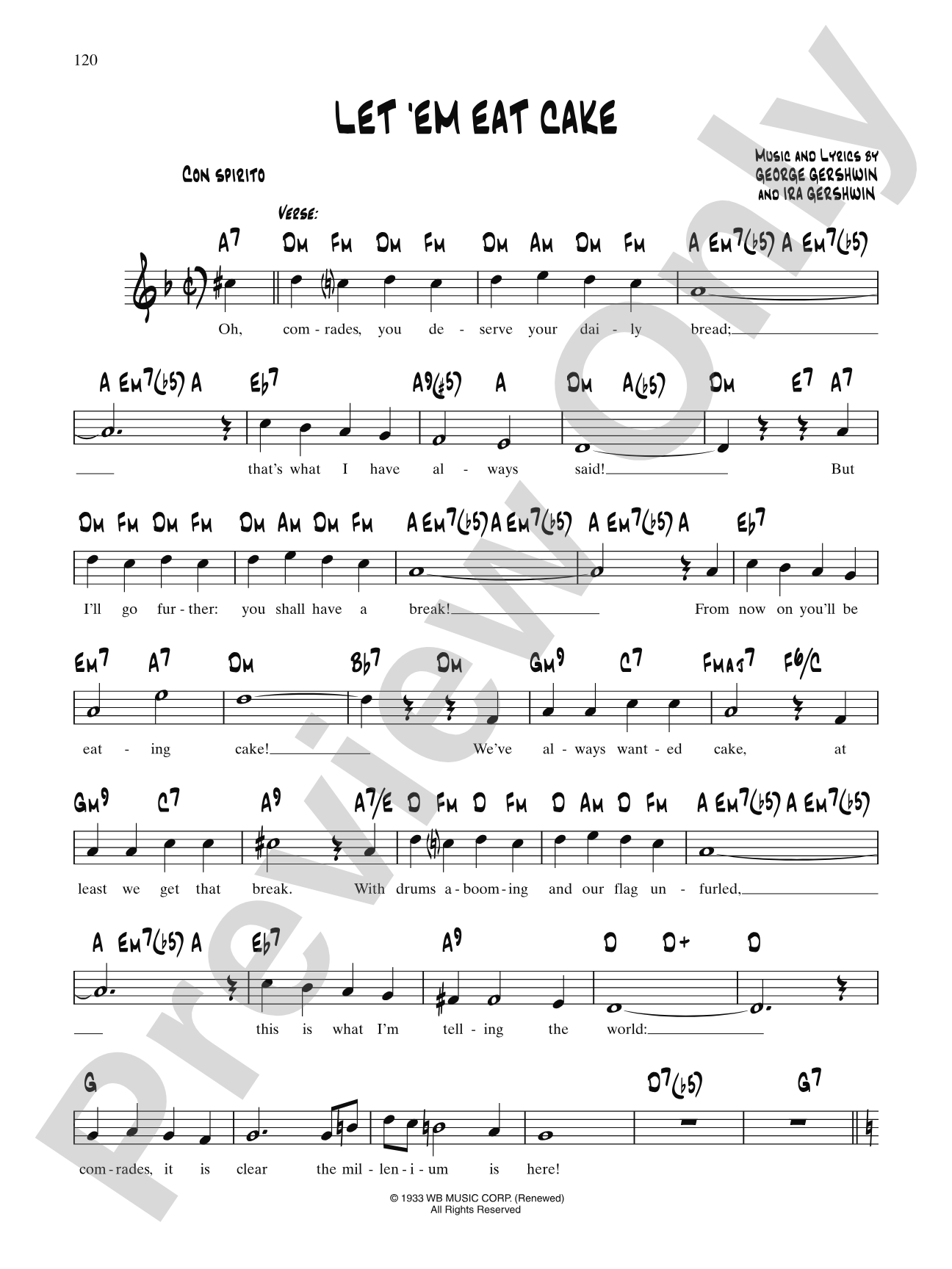 Let 'em Eat Cake: Lead Sheet