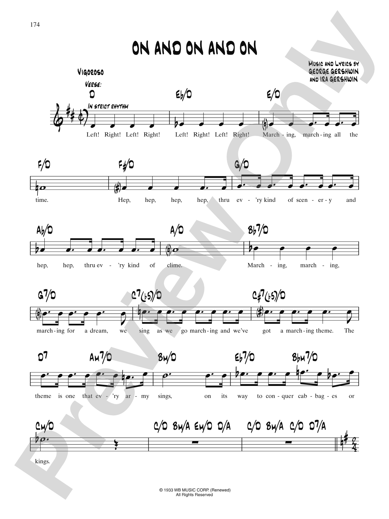 On And On And On: Lead Sheet