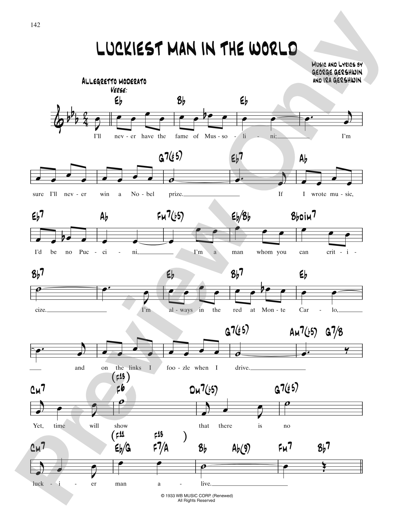 The Luckiest Man In The World: Lead Sheet