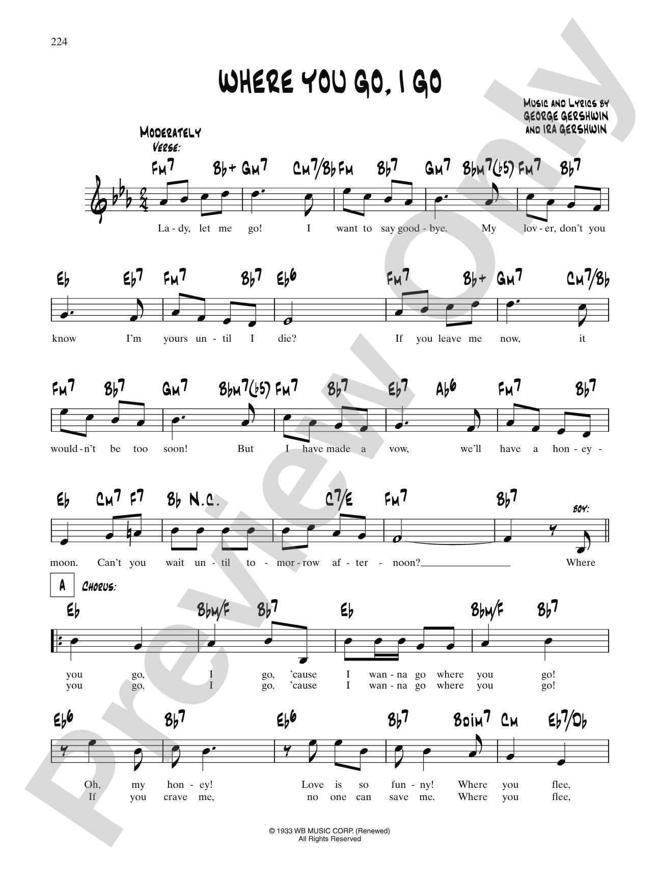 Where You Go, I Go: Lead Sheet