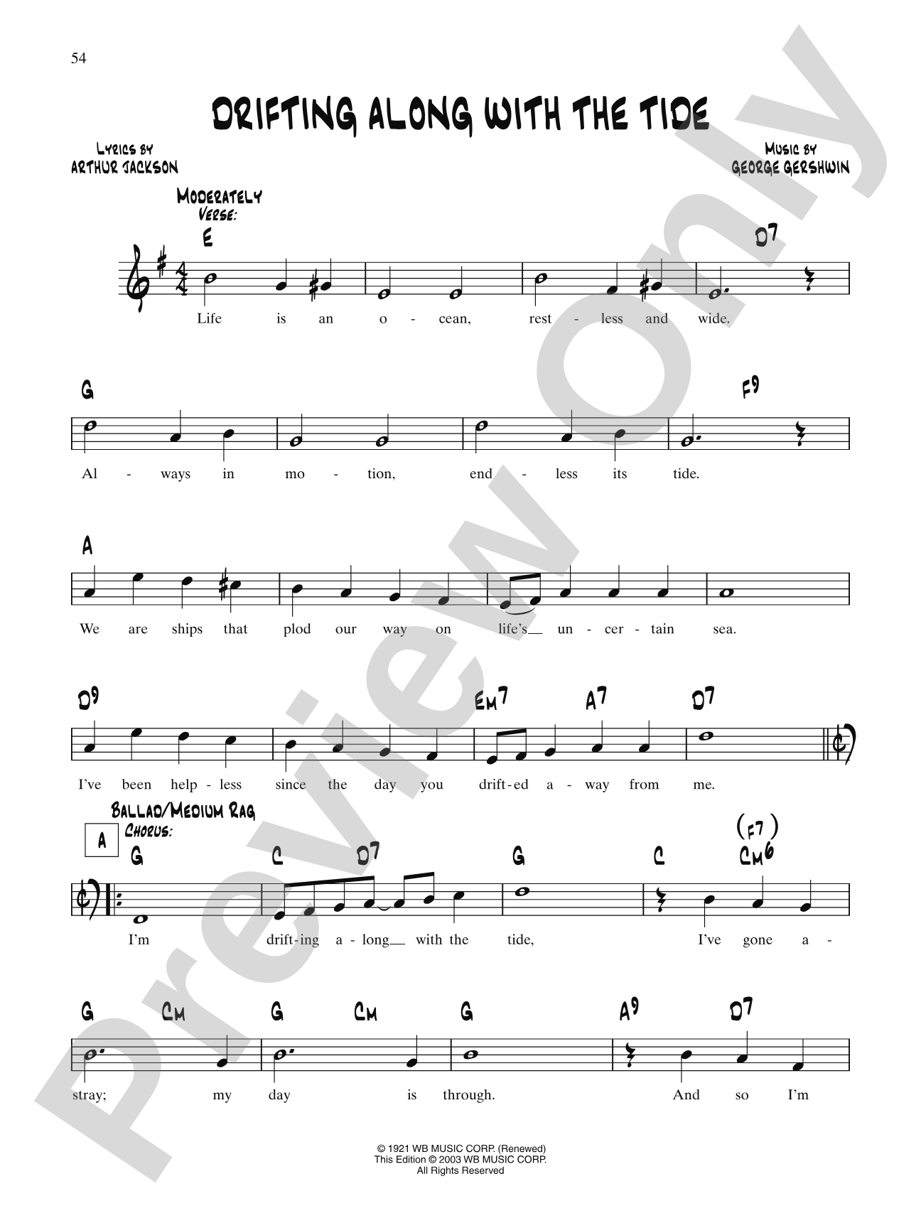 Drifting Along With The Tide: Lead Sheet