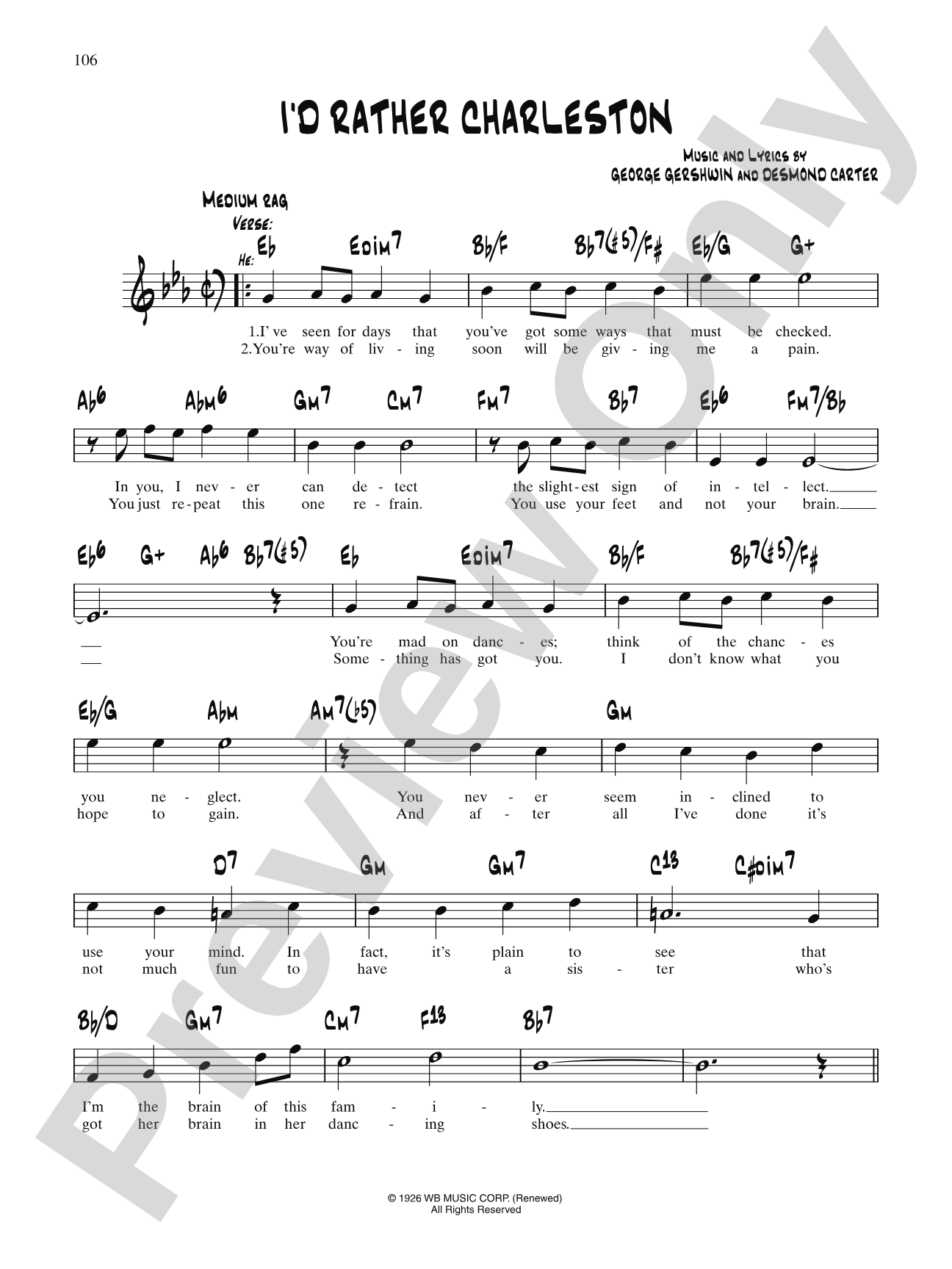 I'd Rather Charleston: Lead Sheet