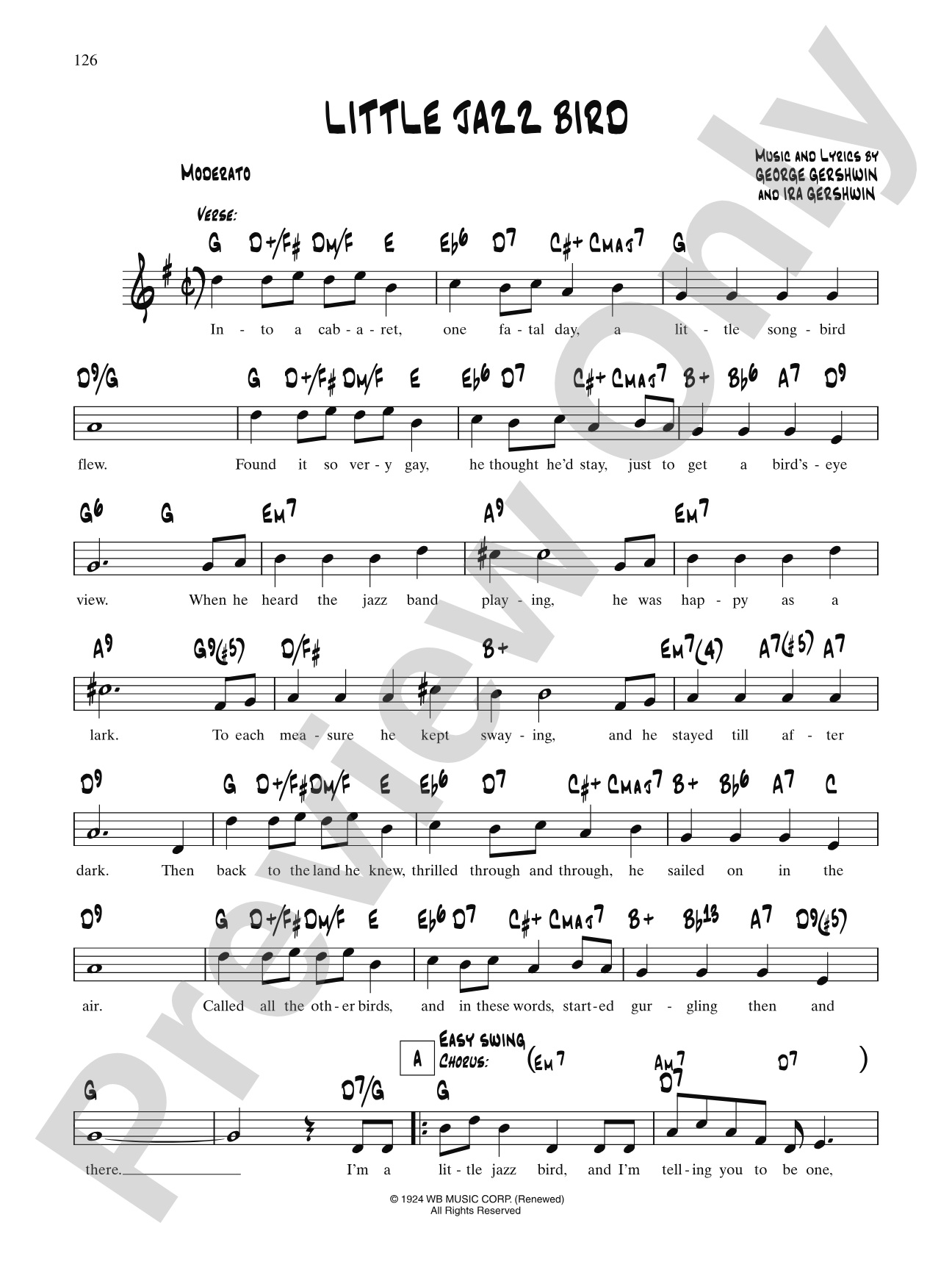 Little Jazz Bird (From "Lady, Be Good"): Lead Sheet
