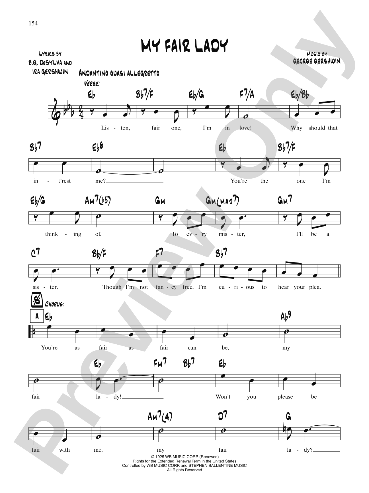 My Fair Lady: Lead Sheet