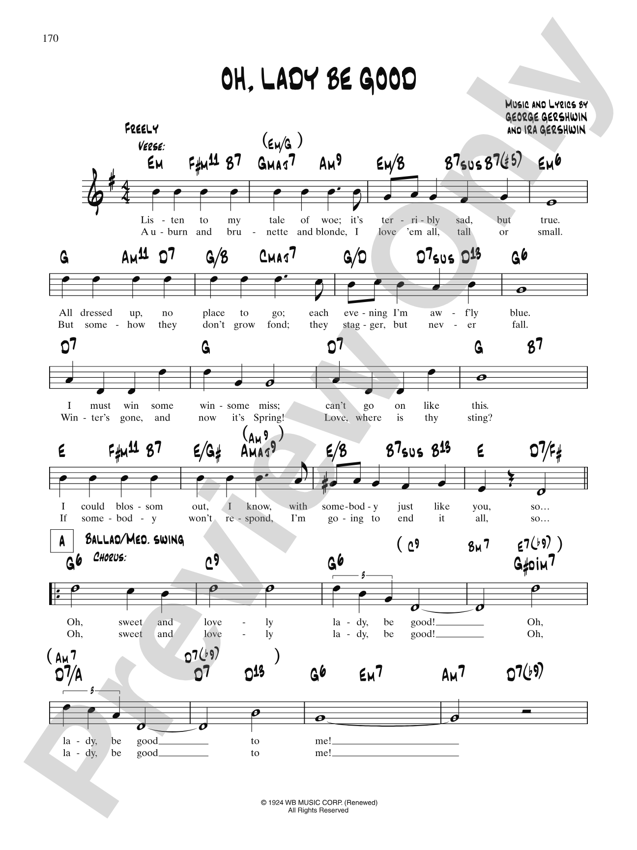 Oh, Lady, Be Good!: Lead Sheet