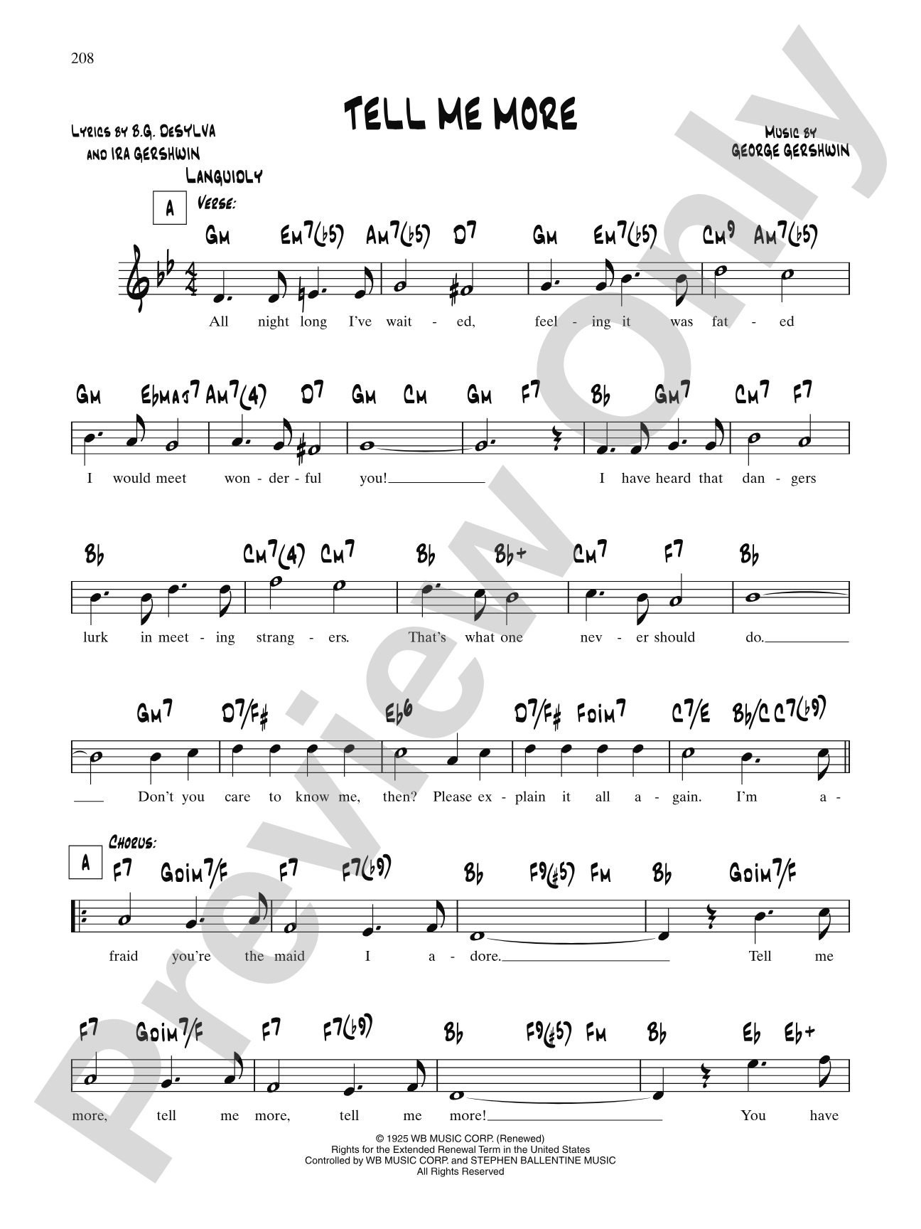 Tell Me More!: Lead Sheet