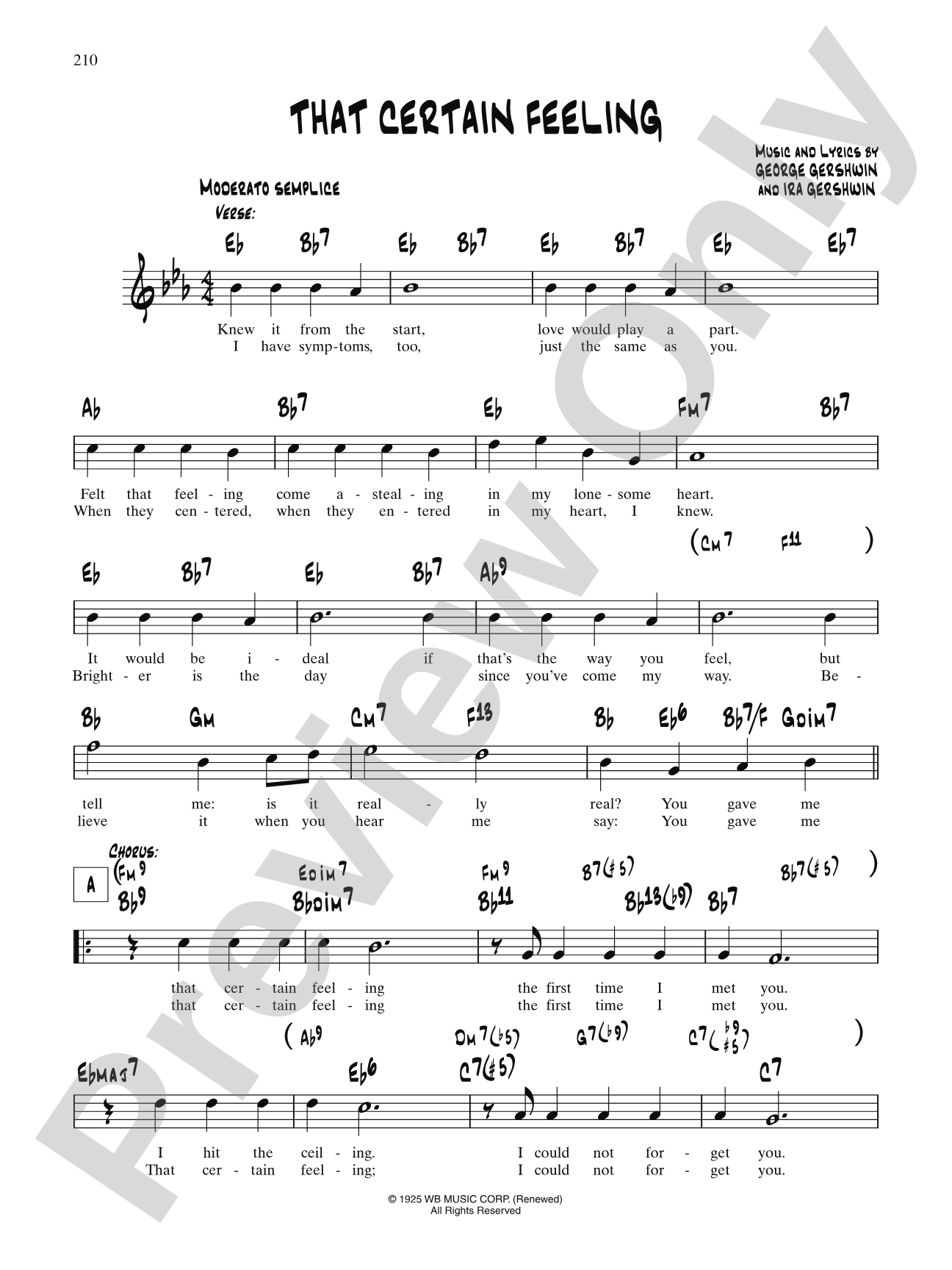 That Certain Feeling: Lead Sheet