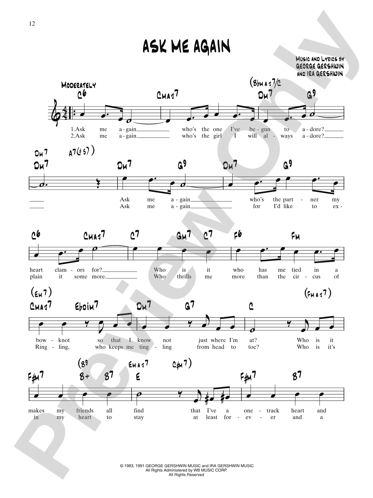 Ask Me Again: Lead Sheet