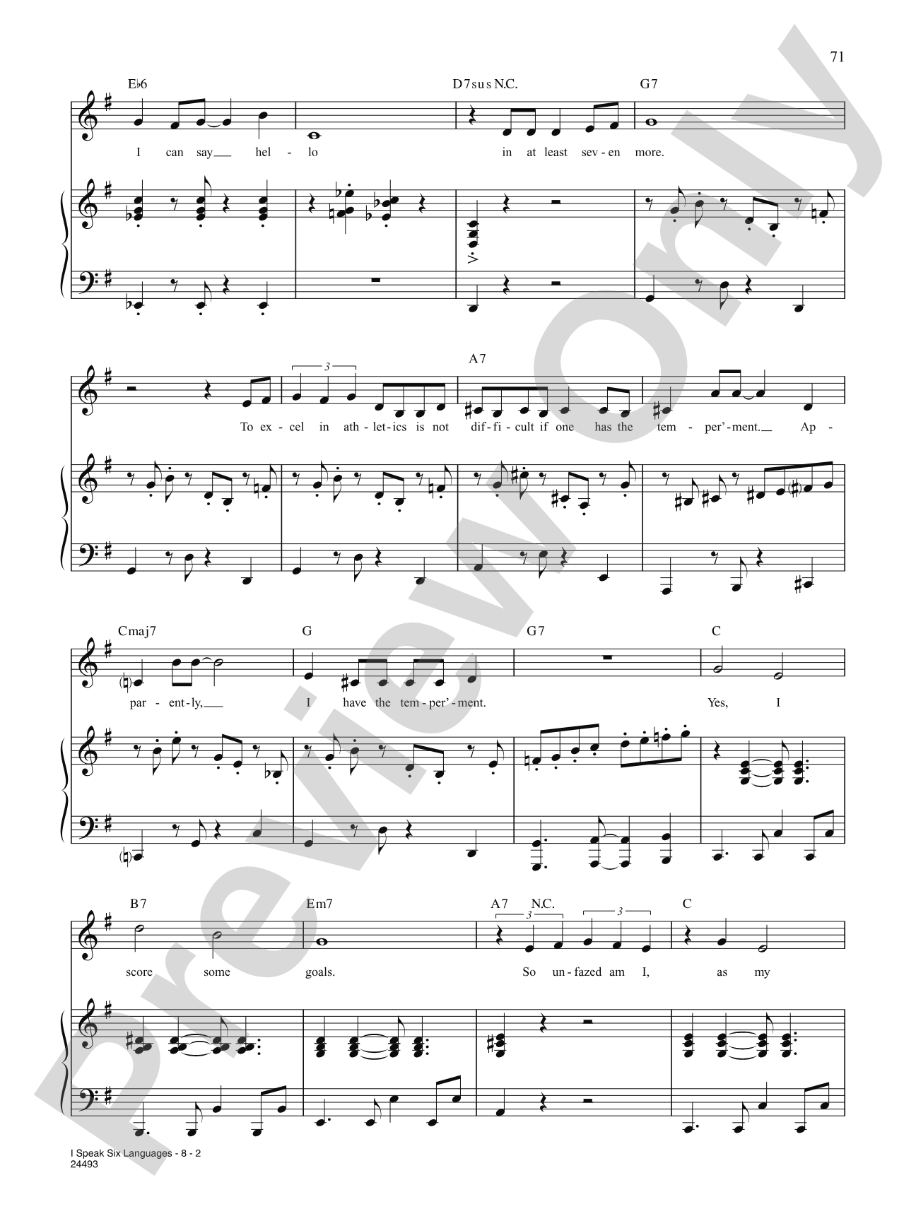 I Speak Six Languages (from "The 25th Annual Putnam County Spelling Bee"): Piano/Vocal/Chords