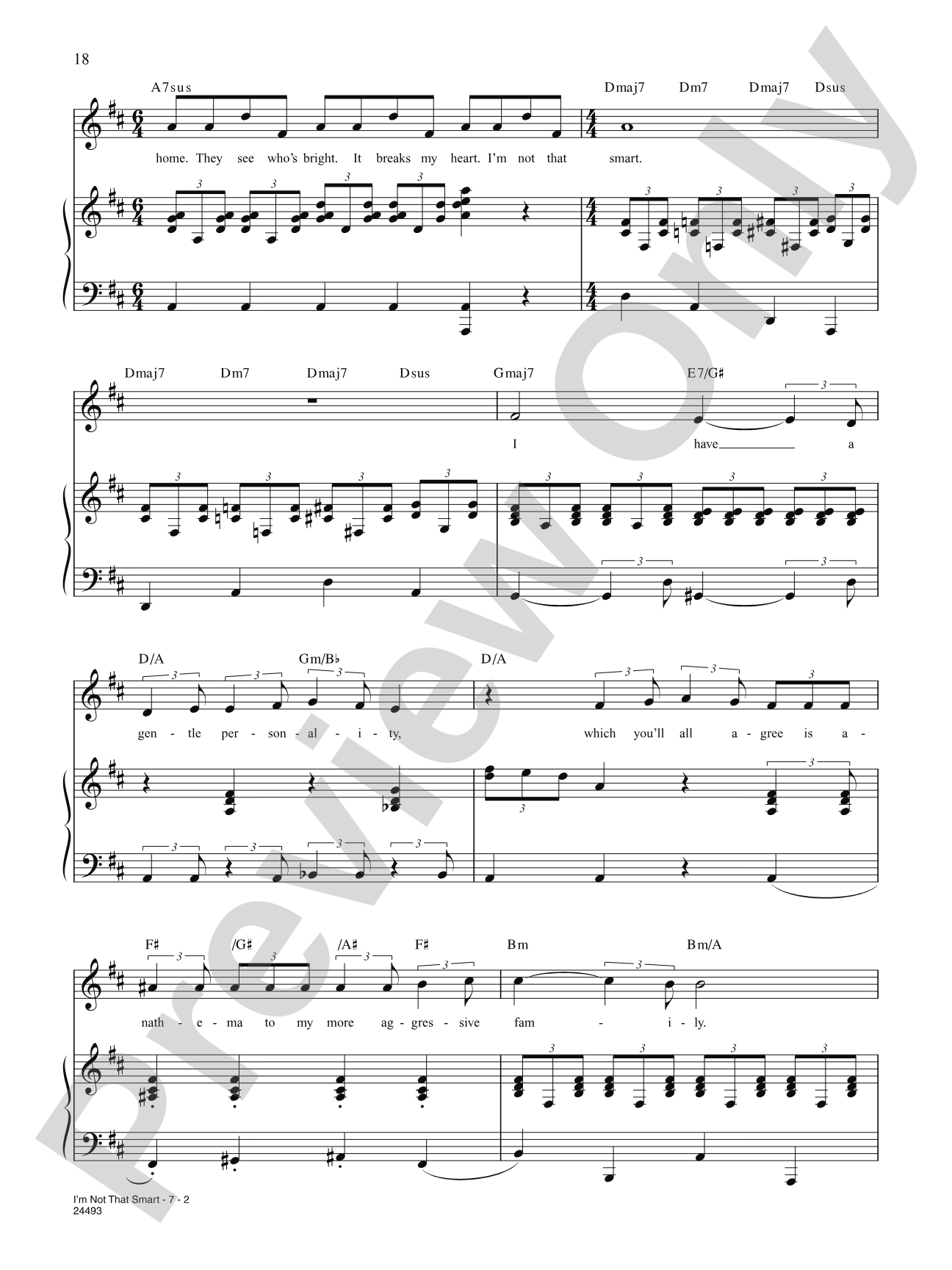 I'm Not That Smart (from "The 25th Annual Putnam County Spelling Bee"): Piano/Vocal/Chords