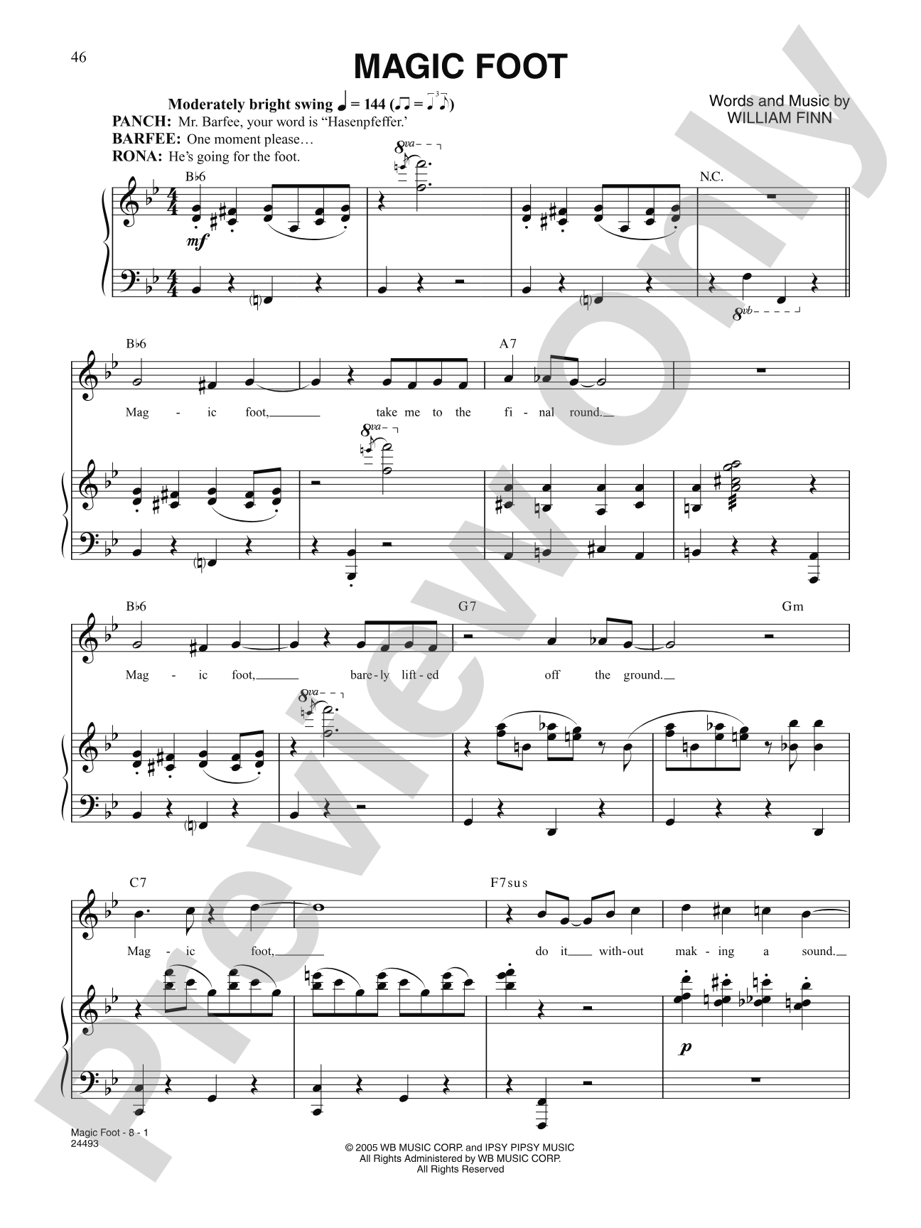 Magic Foot (from "The 25th Annual Putnam County Spelling Bee"): Piano/Vocal/Chords