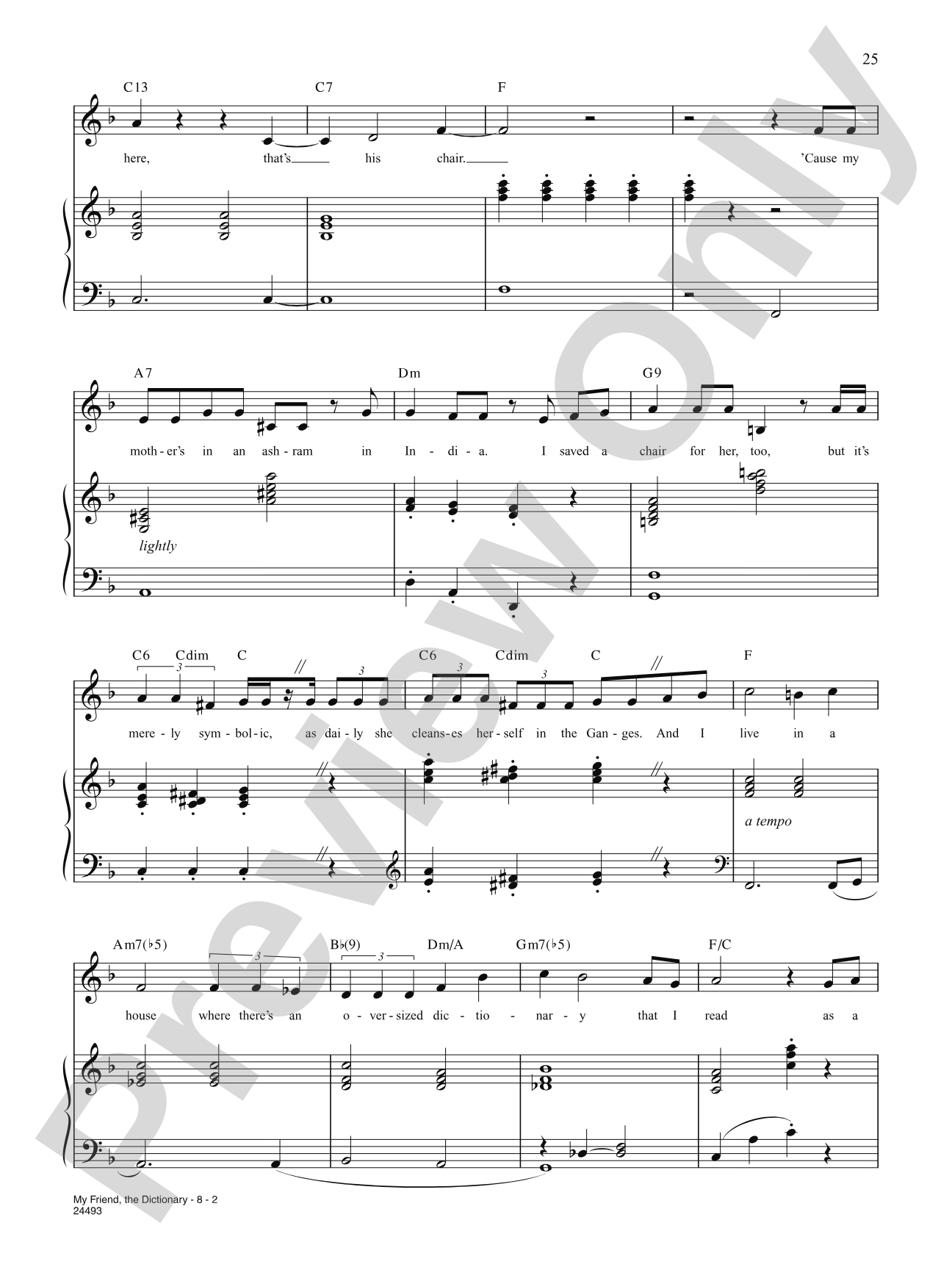 My Friend, The Dictionary (from "The 25th Annual Putnam County Spelling Bee"): Piano/Vocal/Chords