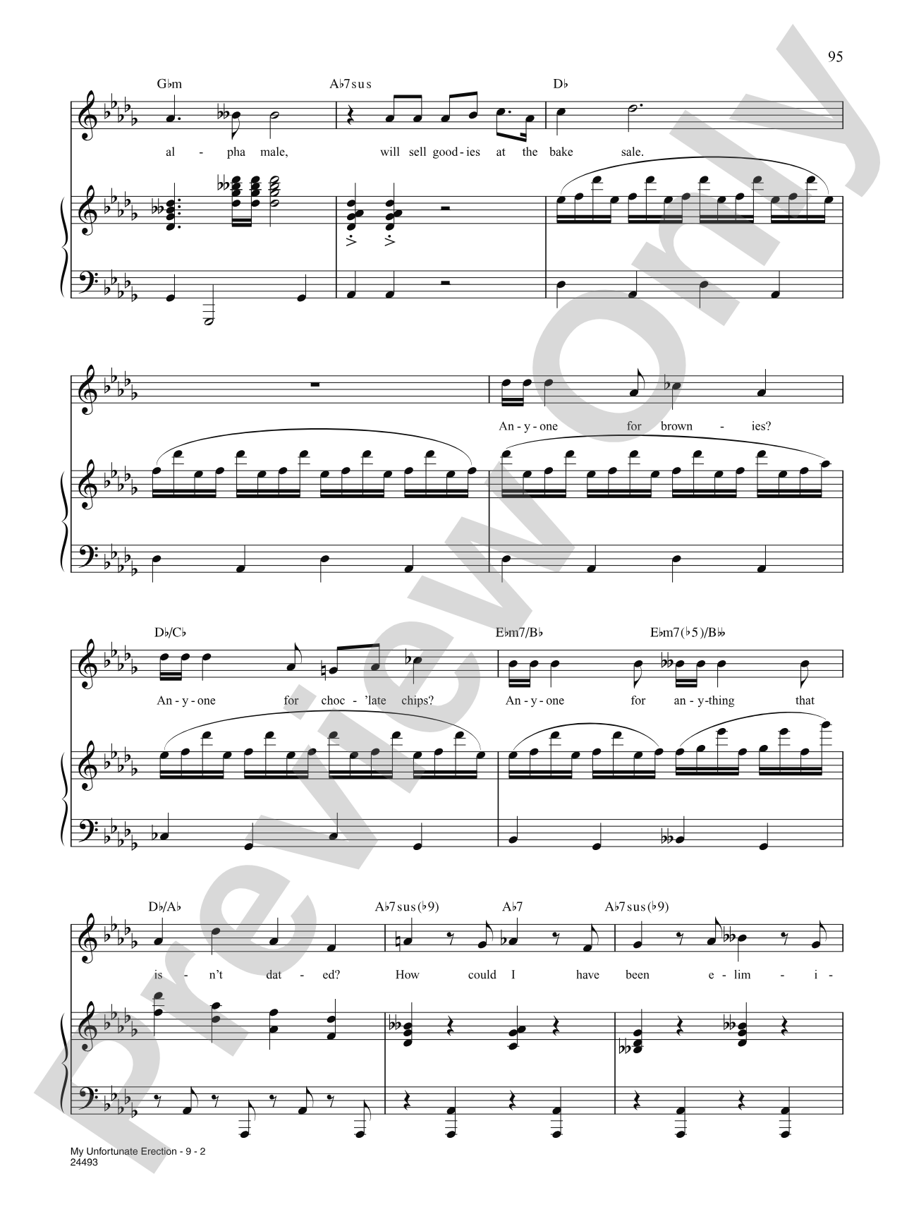 My Unfortunate Erection (from "The 25th Annual PUtnam County Spelling Bee"): Piano/Vocal/Chords