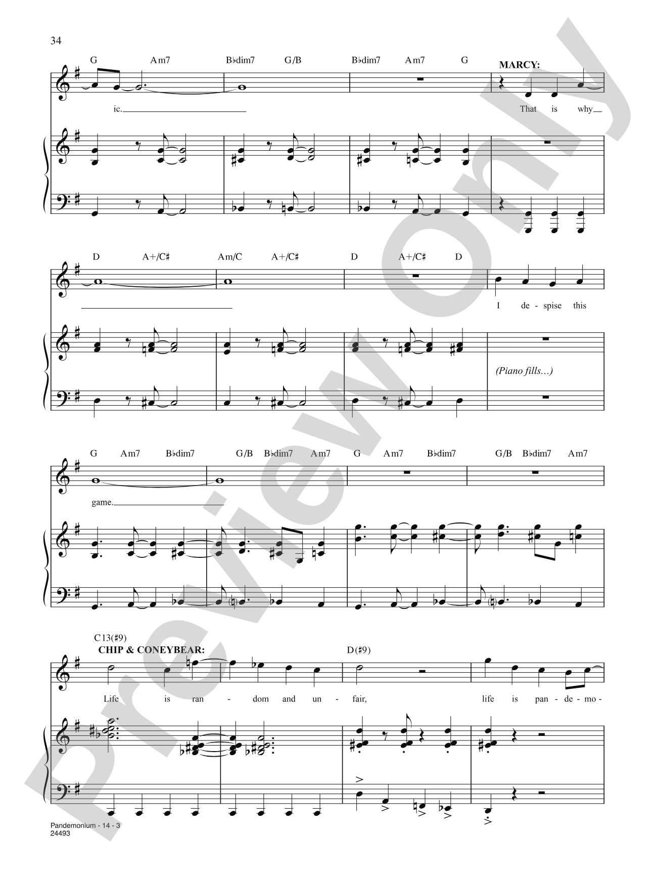 Pandemonium (from "The 25th Annual Putnam County Spelling Bee"): Piano/Vocal/Chords