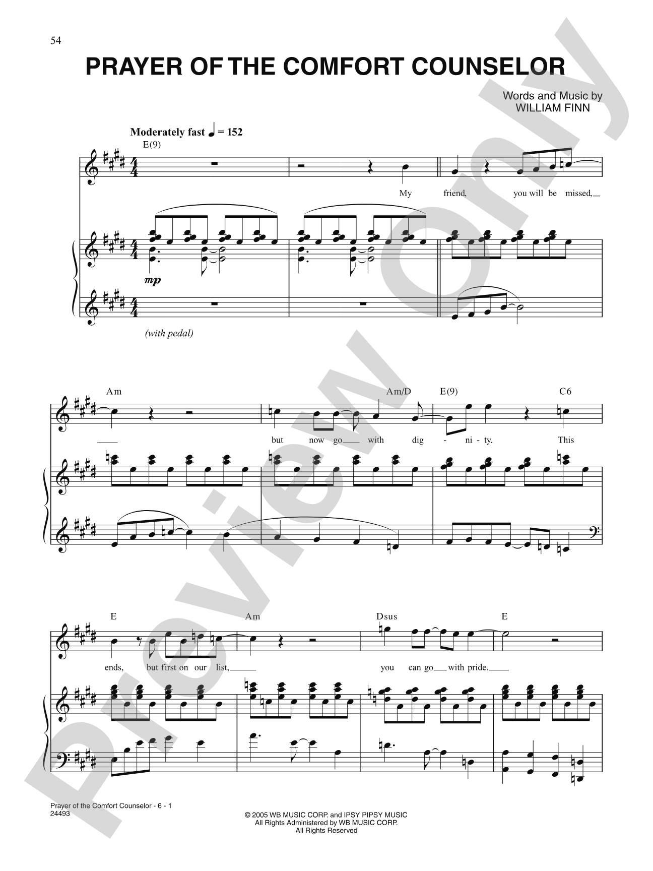 Prayer Of The Comfort Counselor (from "The 25th Annual Putnam County Spelling Bee"): Piano/Vocal/Chords