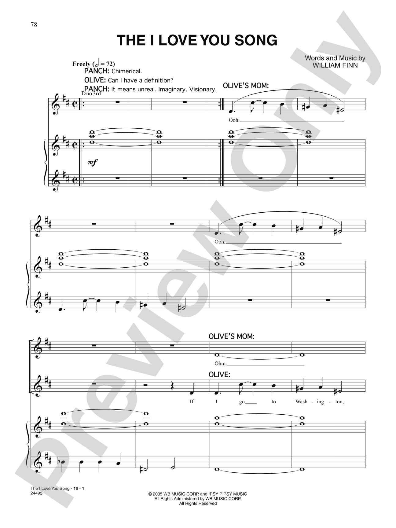 The I Love You Song (from "The 25th Annual Putnam County Spelling Bee"): Piano/Vocal/Chords
