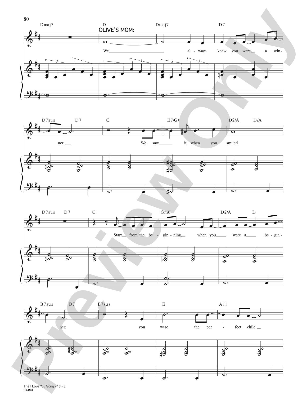The I Love You Song (from "The 25th Annual Putnam County Spelling Bee"): Piano/Vocal/Chords