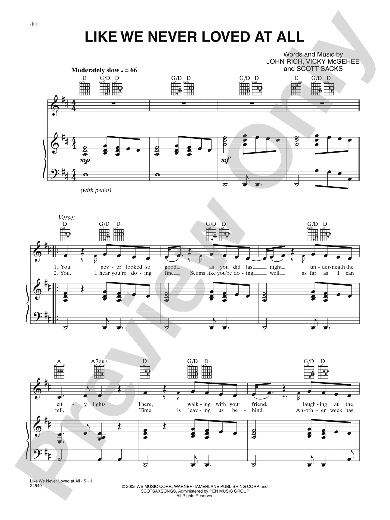 Like We Never Loved At All: Piano/Vocal/Chords