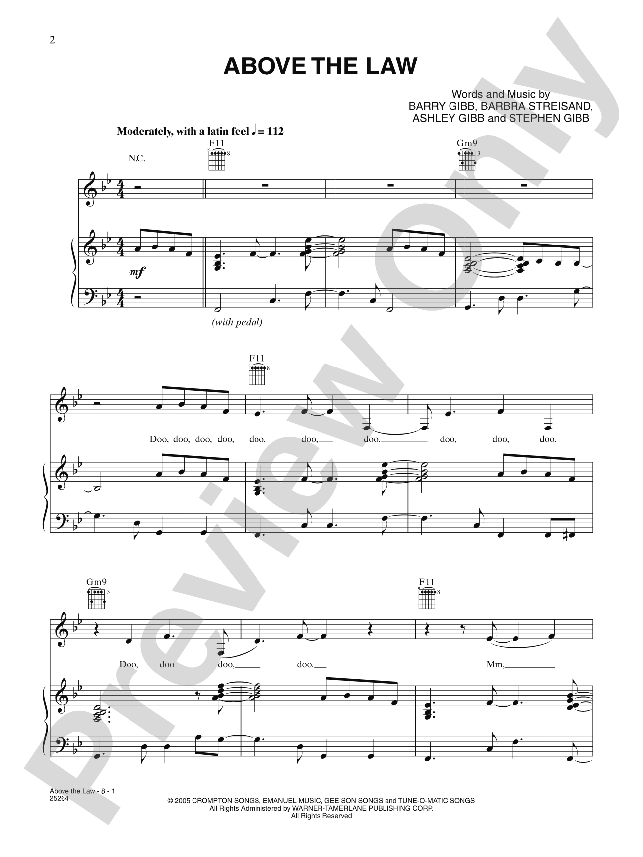 Above The Law: Piano/Vocal/Chords