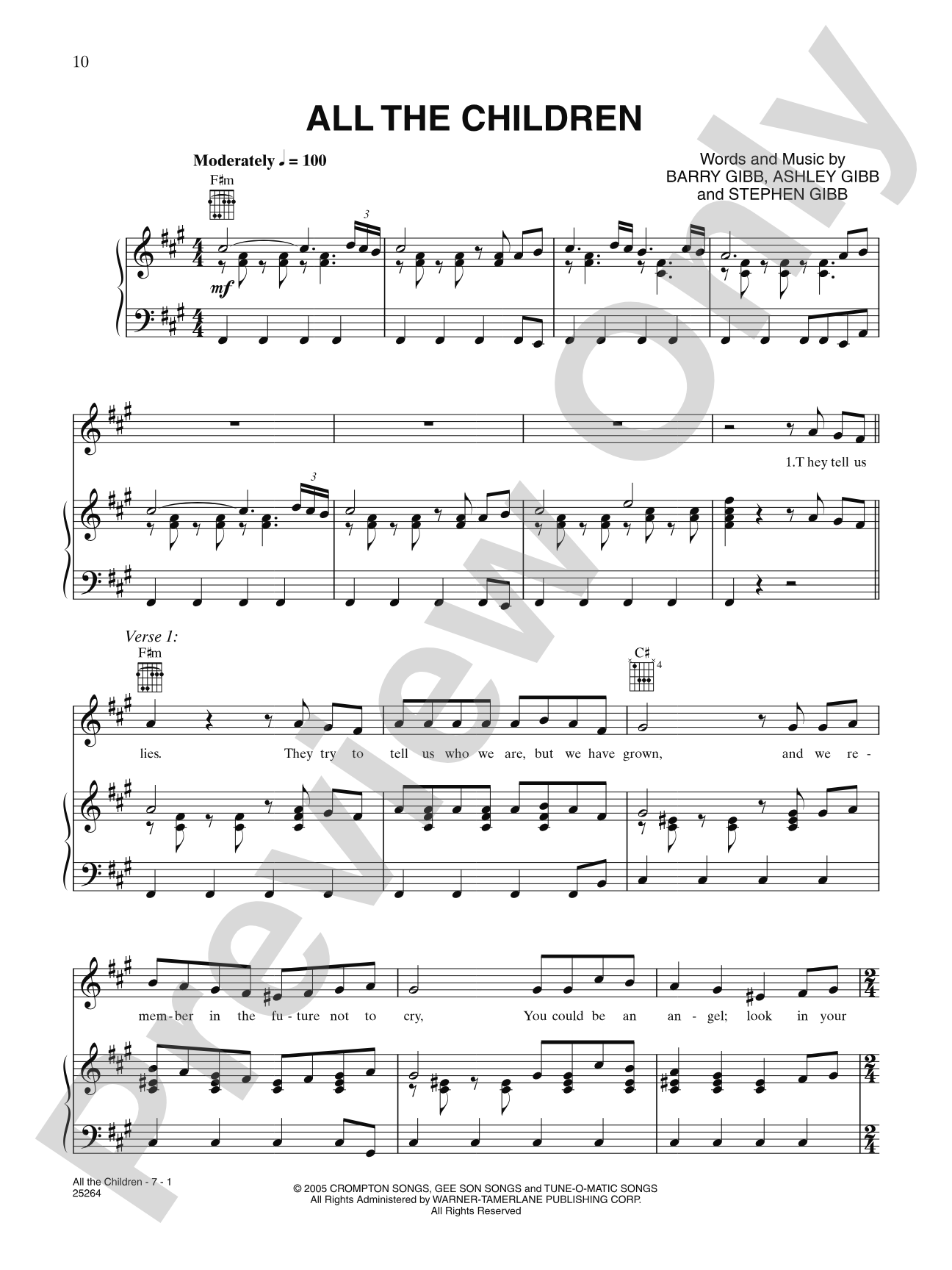 All The Children: Piano/Vocal/Chords