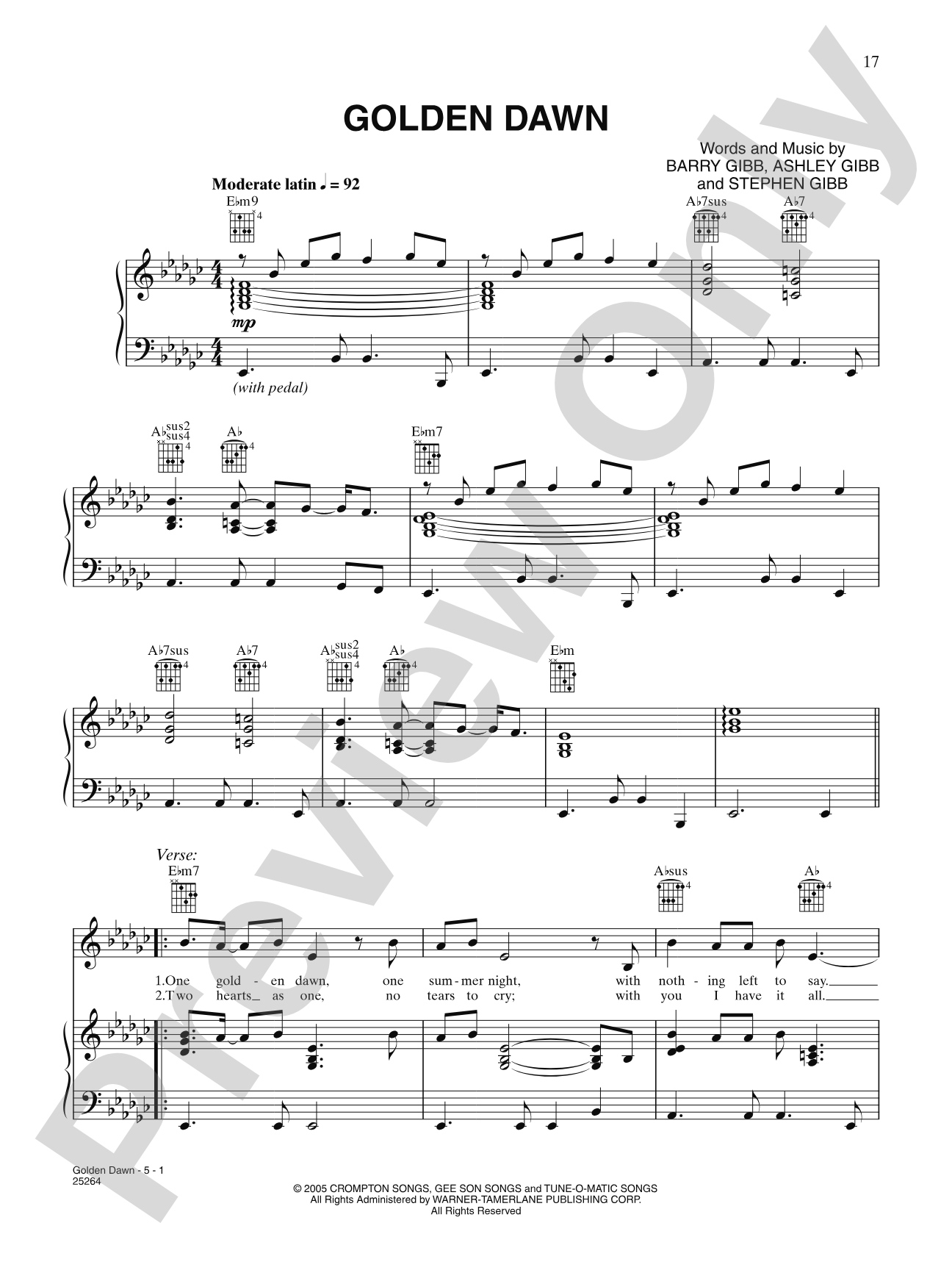 Golden Dawn: Piano/Vocal/Chords