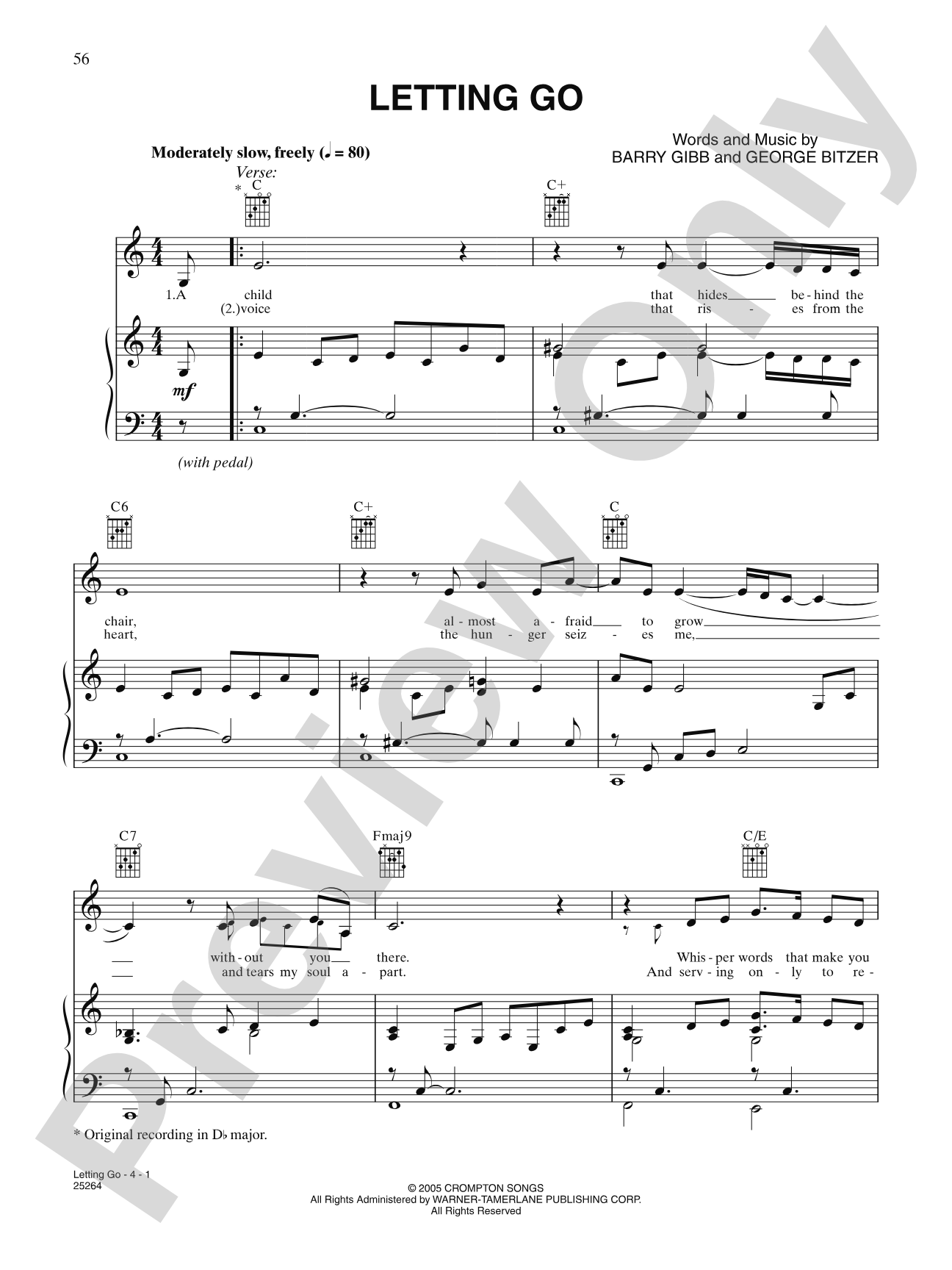 Letting Go: Piano/Vocal/Chords