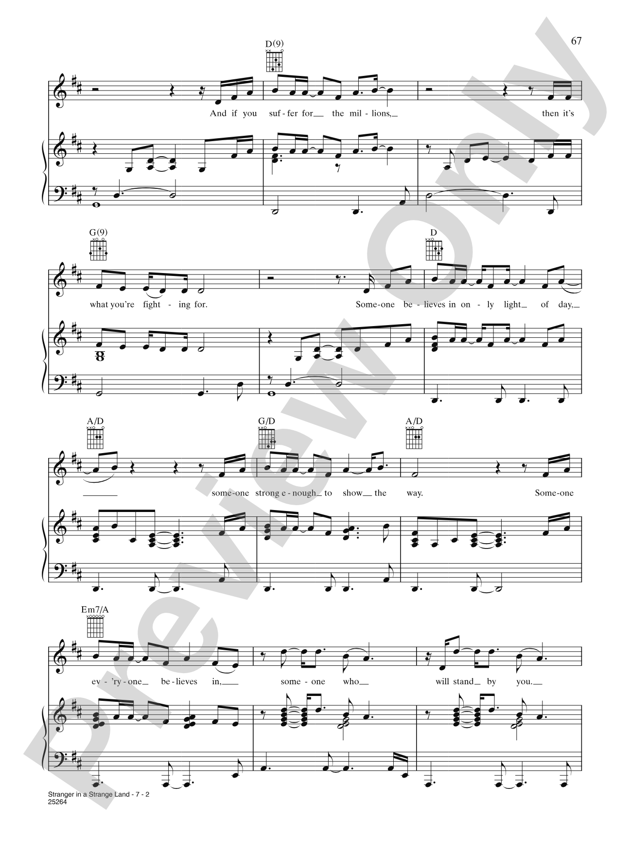 Stranger In A Strange Land: Piano/Vocal/Chords