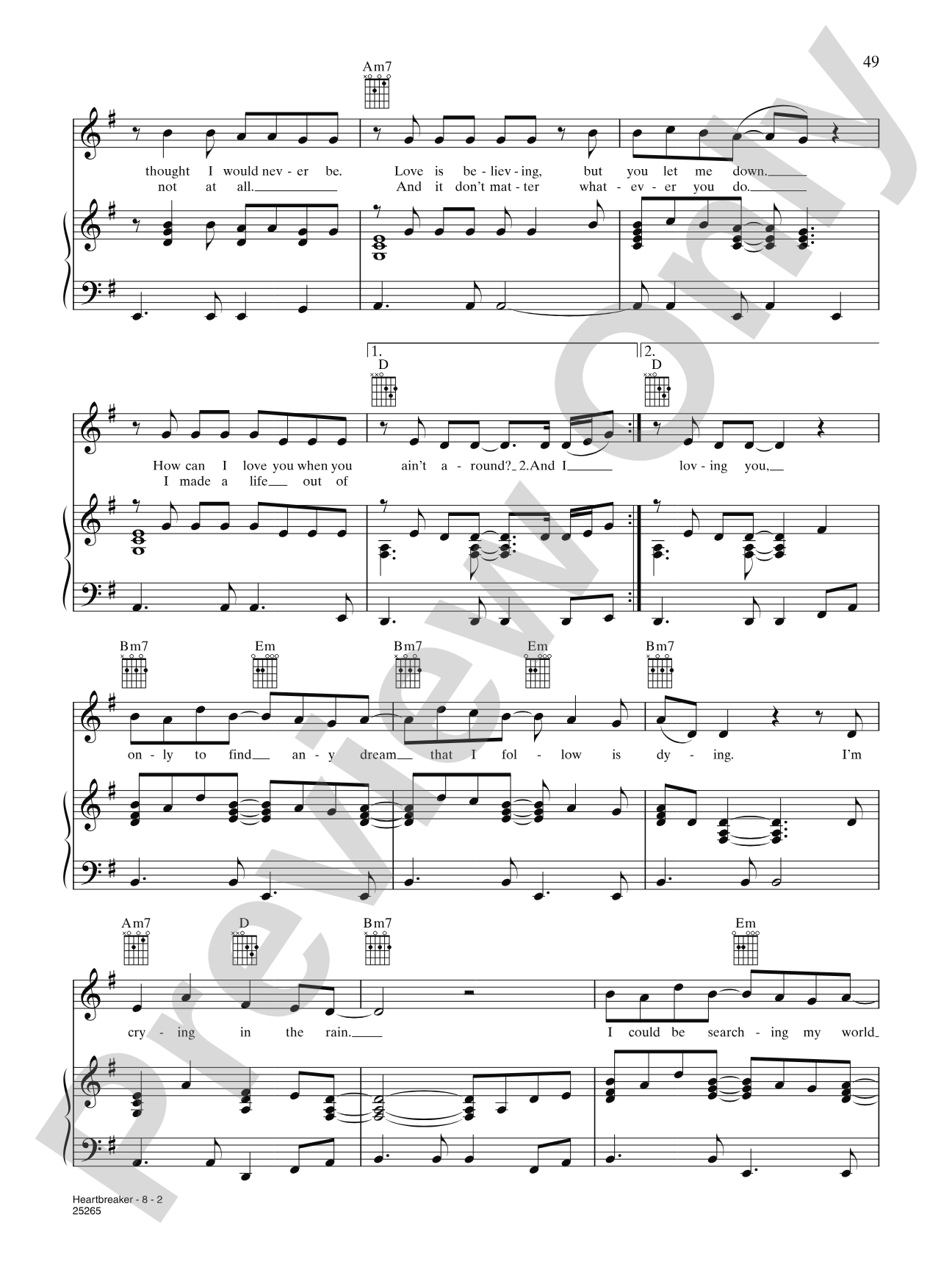 Heartbreaker: Piano/Vocal/Chords