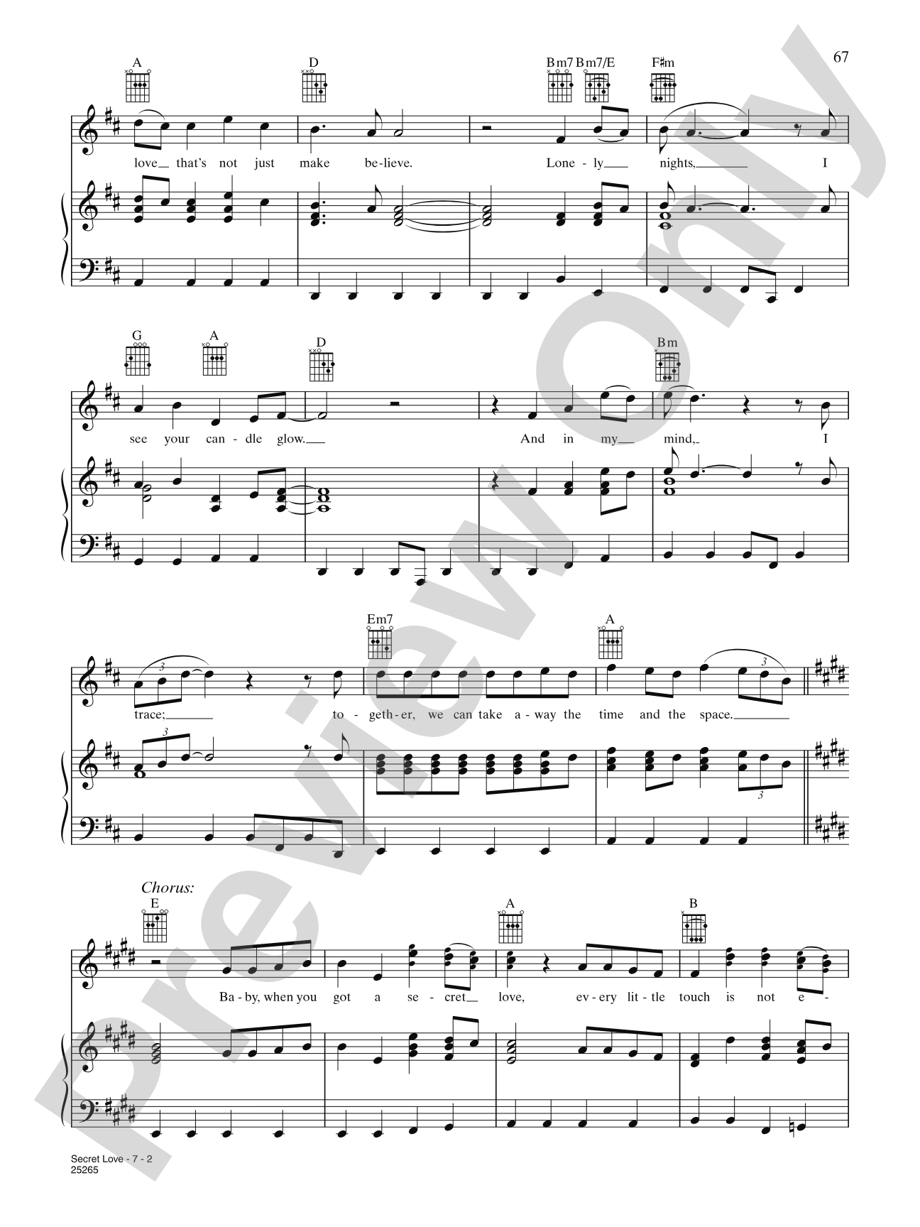 Secret Love: Piano/Vocal/Chords