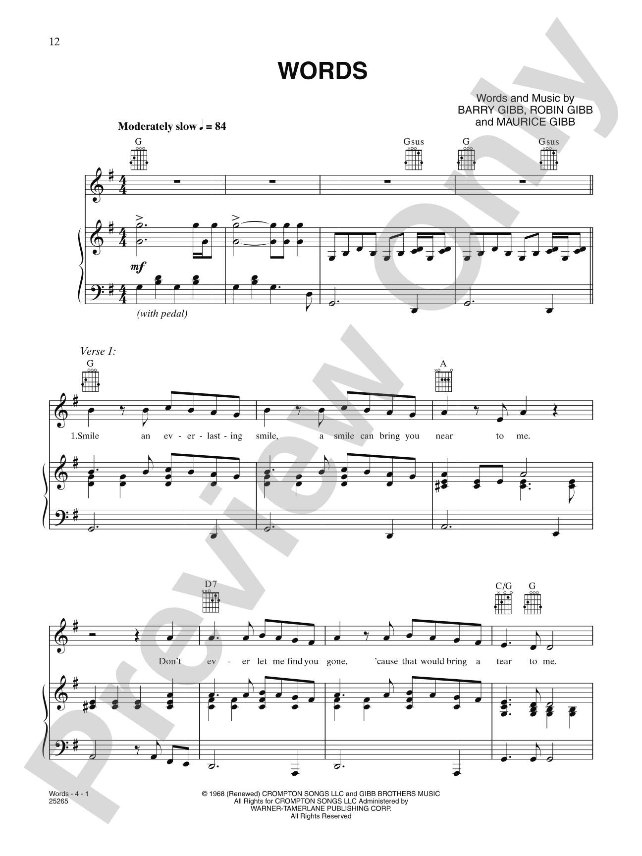 Words: Piano/Vocal/Chords