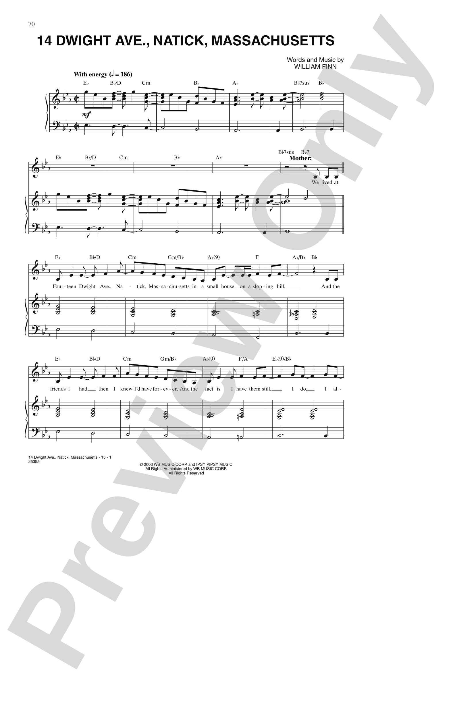 14 Dwight Ave., Natick, Massachusetts (from "Elegies: A Song Cycle"): Piano/Vocal/Chords