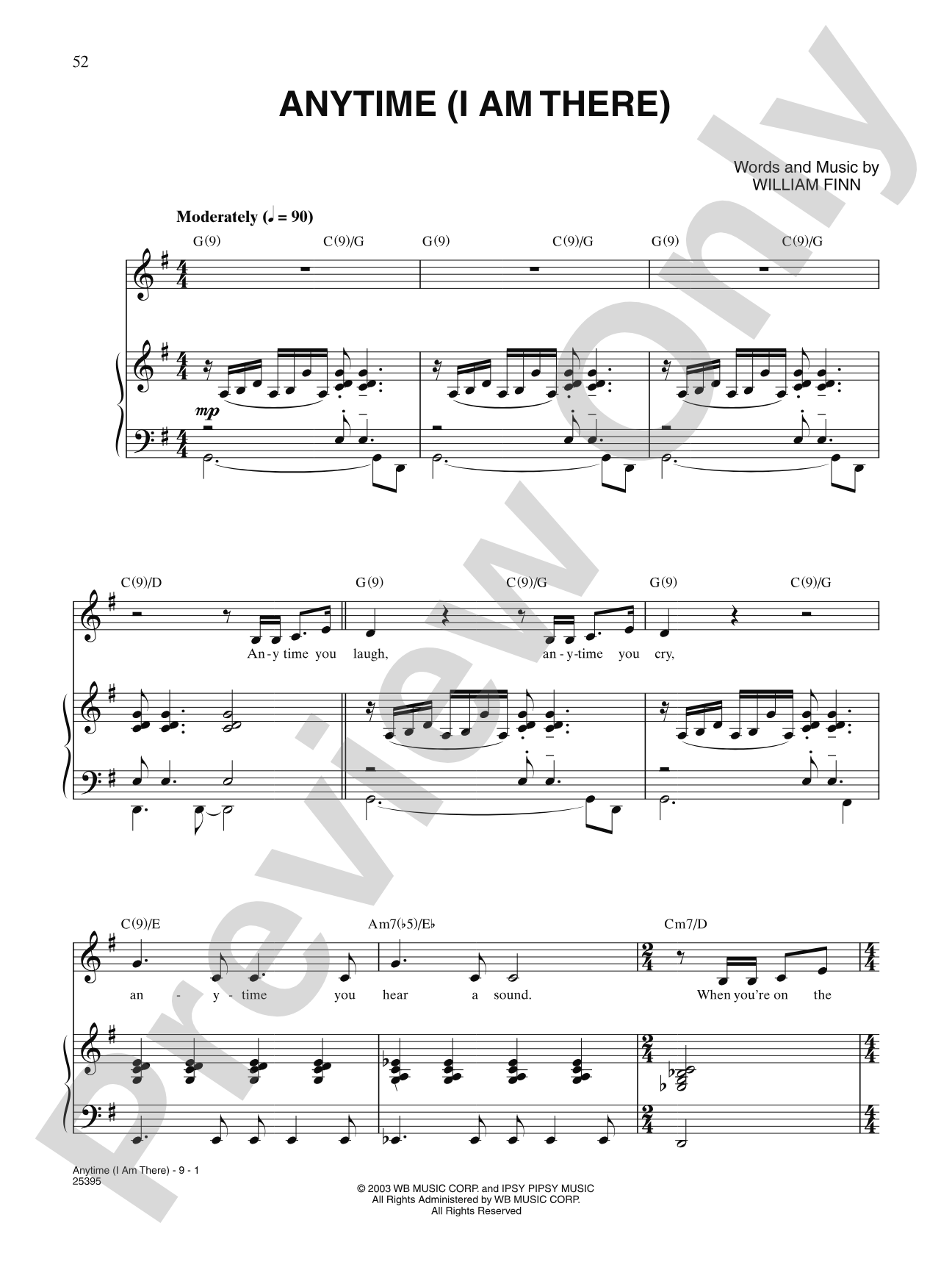 Anytime (I Am There) (from "Elegies: A Song Cycle"): Piano/Vocal/Chords