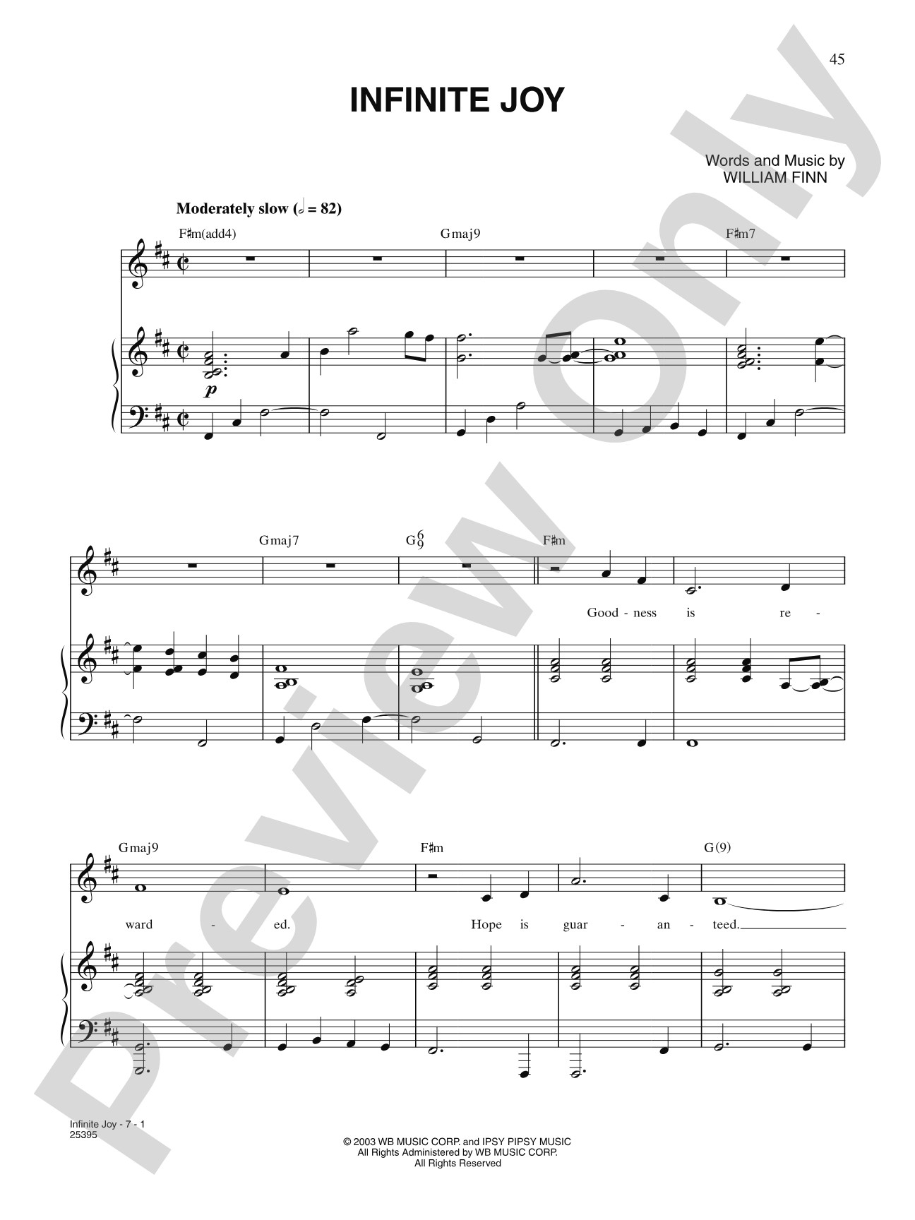 Infinite Joy (from "Elegies: A Song Cycle"): Piano/Vocal/Chords