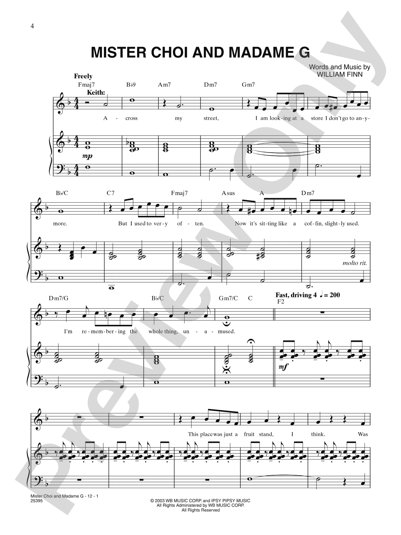 Mister Choi and Madame G (from "Elegies: A Song Cycle"): Piano/Vocal/Chords
