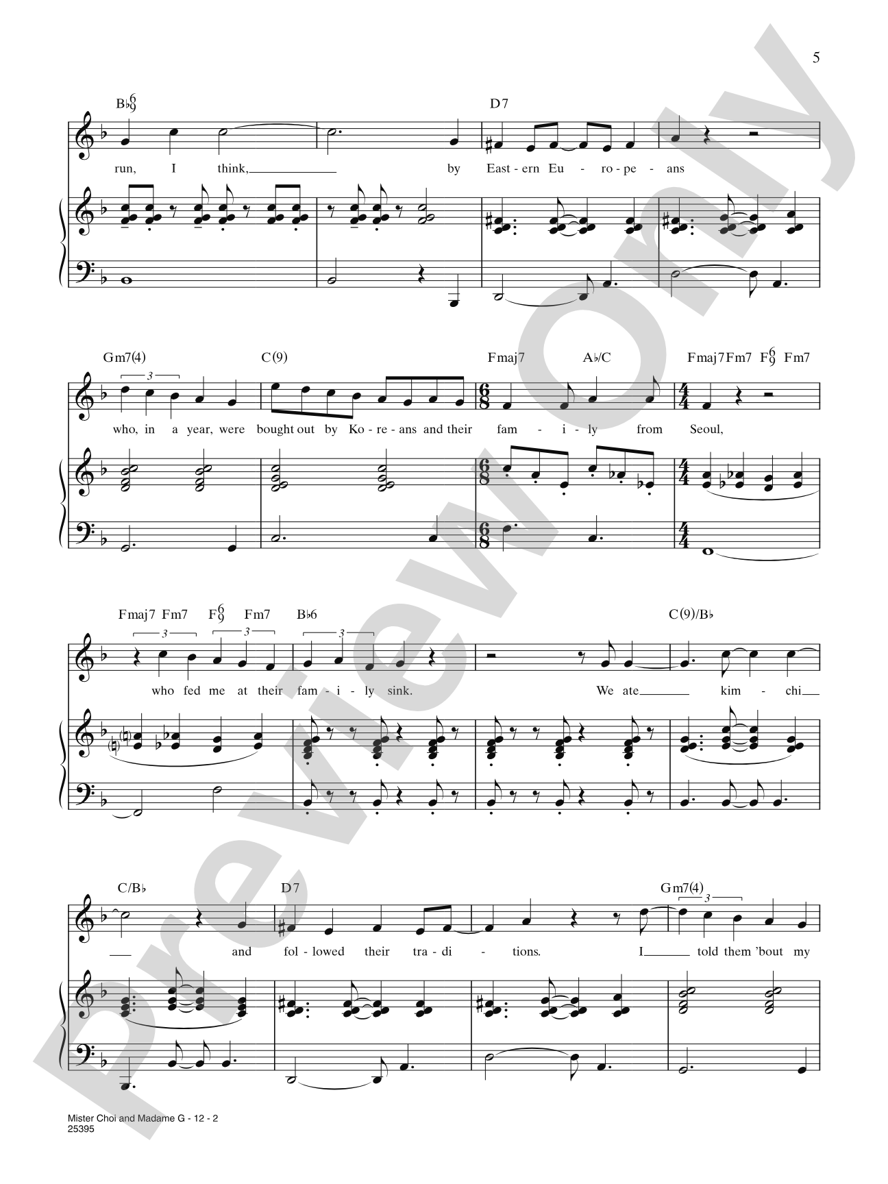 Mister Choi and Madame G (from "Elegies: A Song Cycle"): Piano/Vocal/Chords