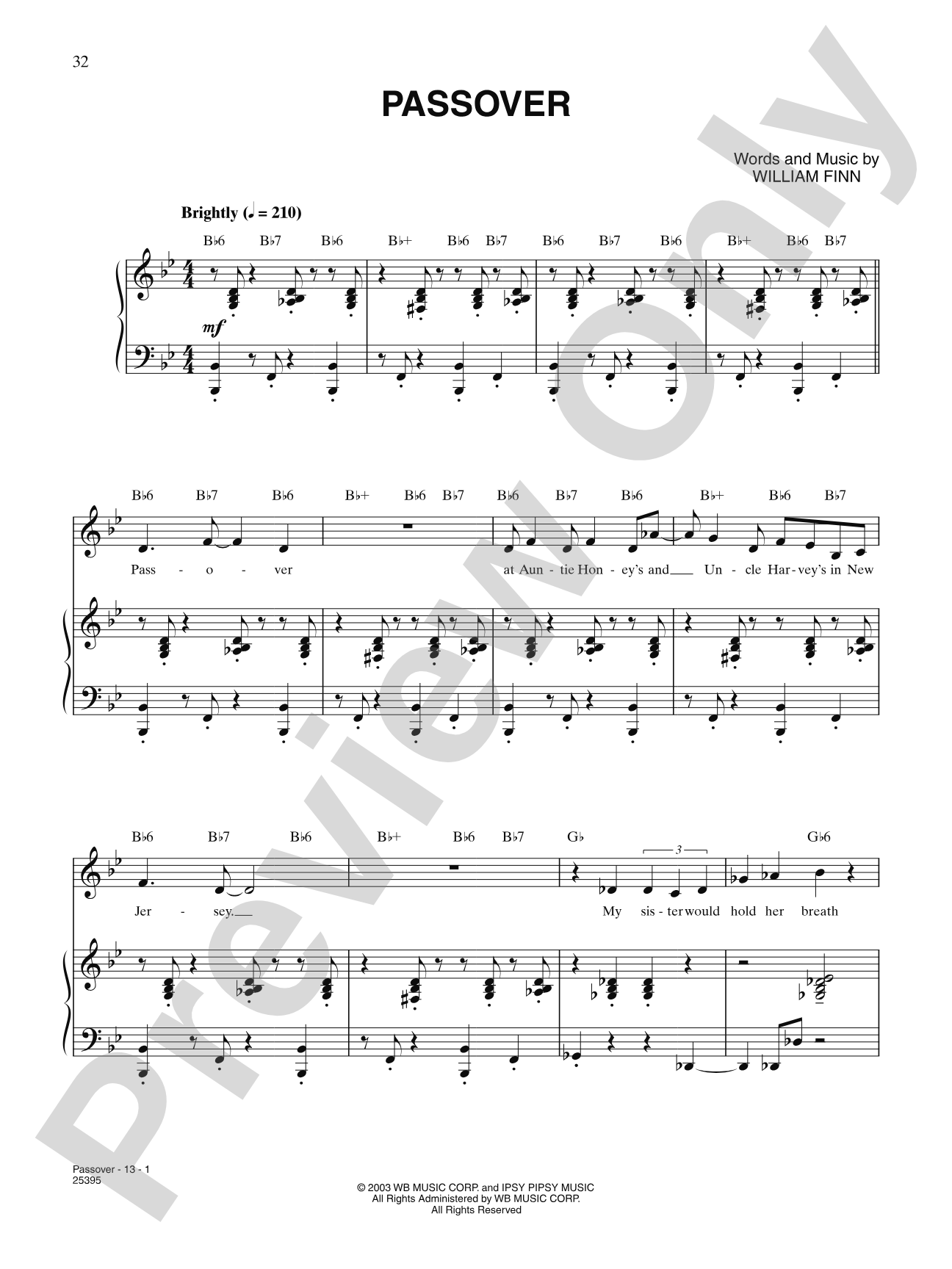 Passover (from "Elegies: A Song Cycle"): Piano/Vocal/Chords