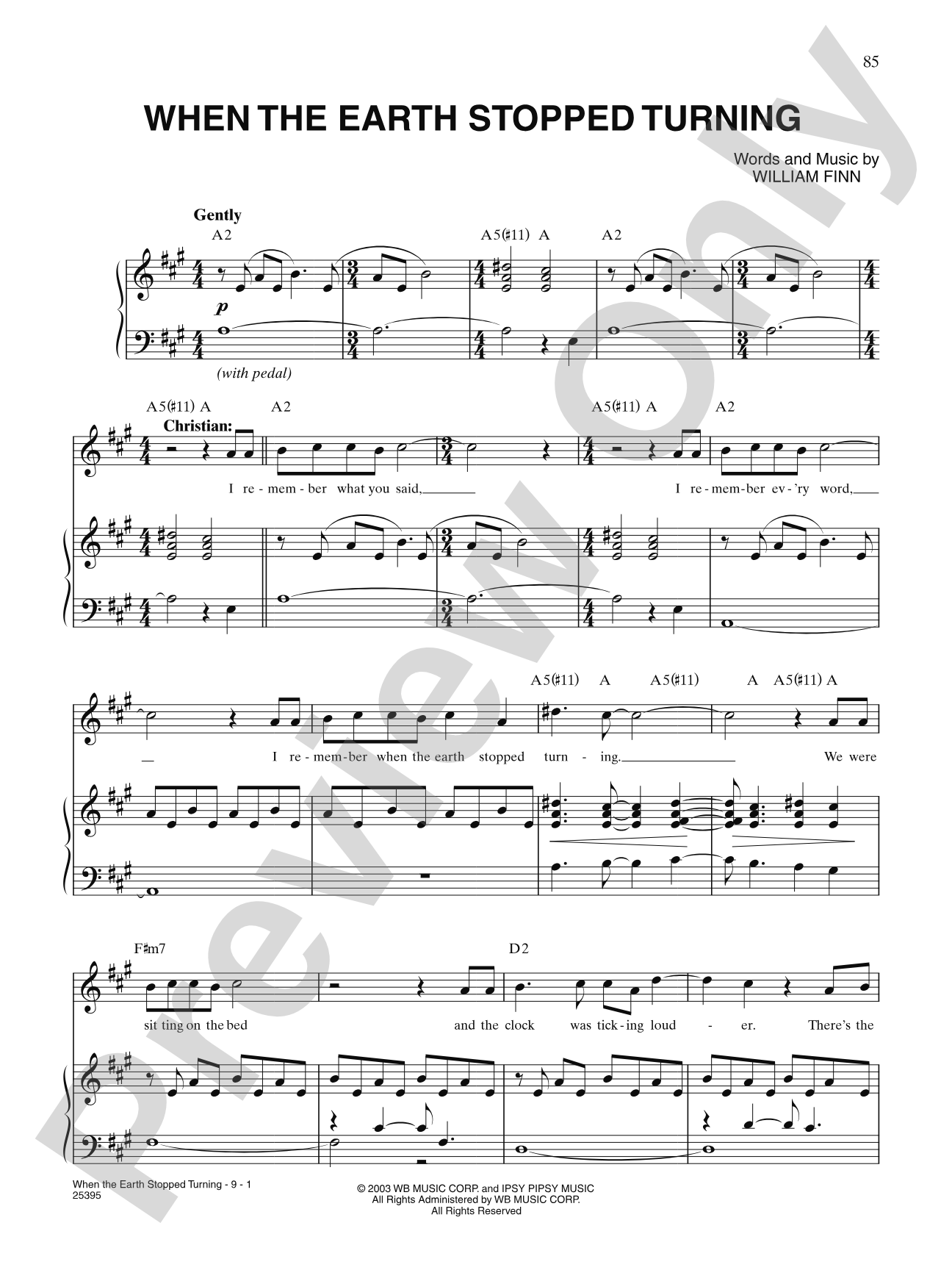 When the Earth Stopped Turning (from "Elegies: A Song Cycle"): Piano/Vocal/Chords