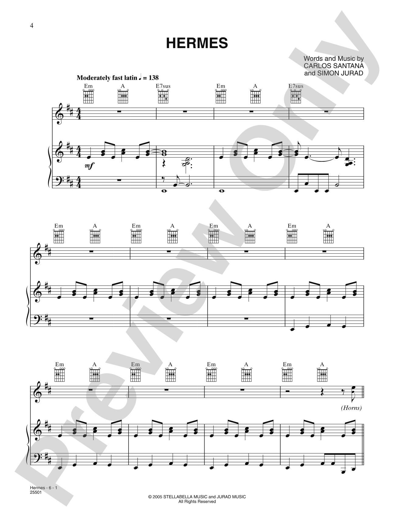 Hermes: Piano/Vocal/Chords